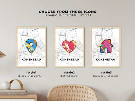 Kokshetau Kazakhstan maps with colorful icons