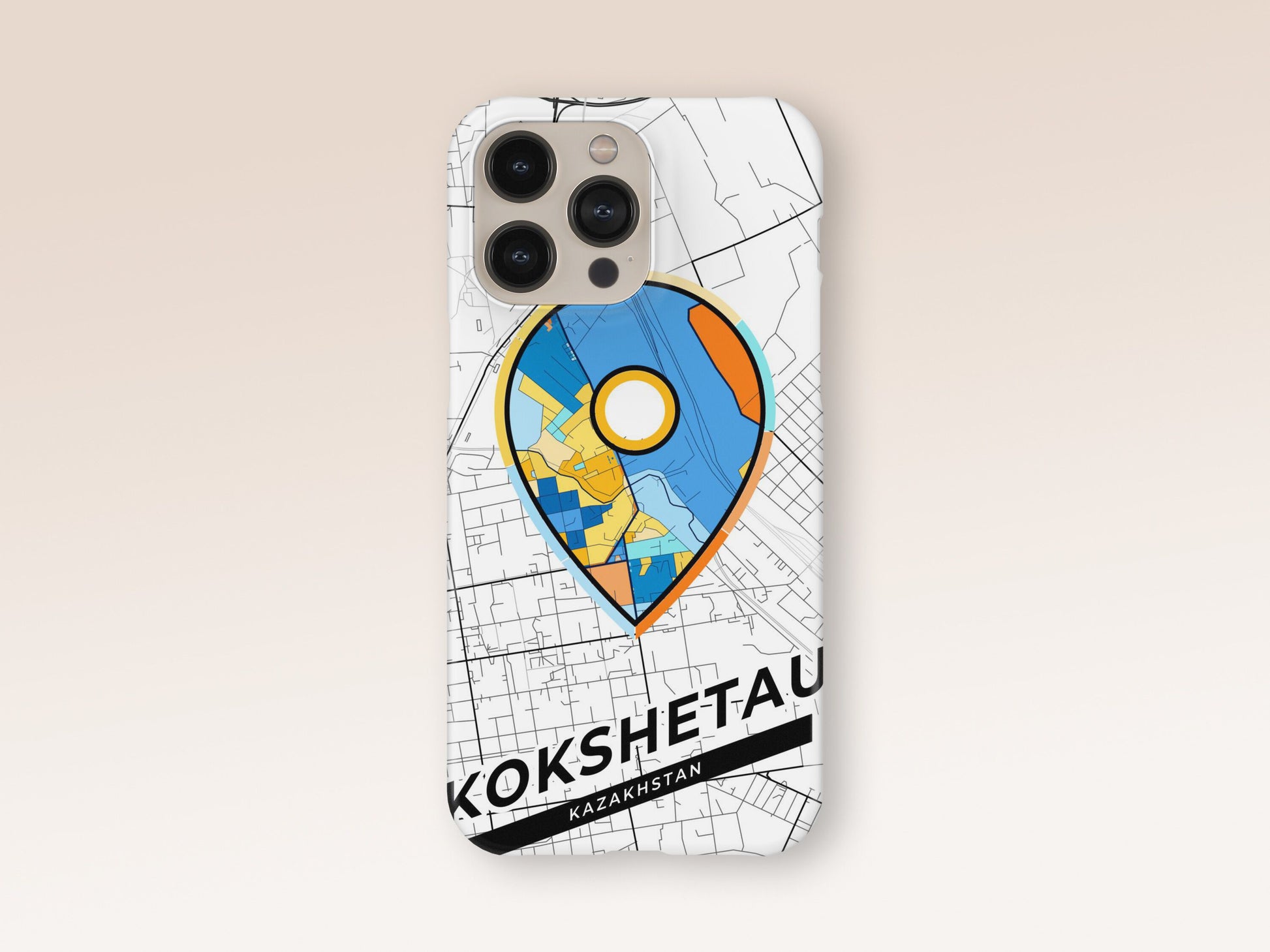 Kokshetau Kazakhstan slim phone case with colorful icon. Birthday, wedding or housewarming gift. Couple match cases. 1