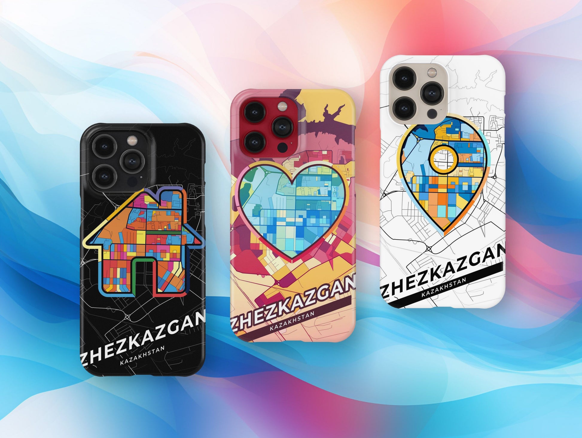 Zhezkazgan Kazakhstan slim phone case with colorful icon
