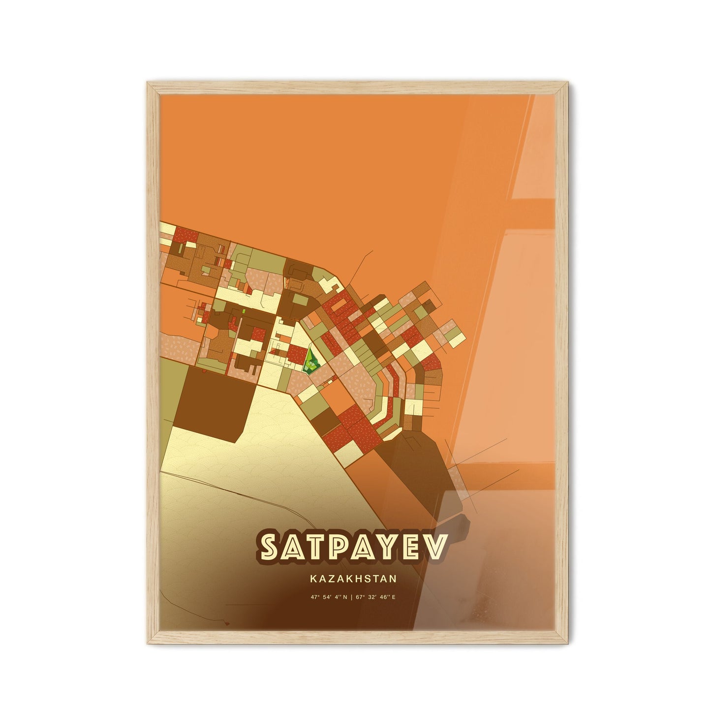 Colorful SATPAYEV KAZAKHSTAN Fine Art Map Farmhouse