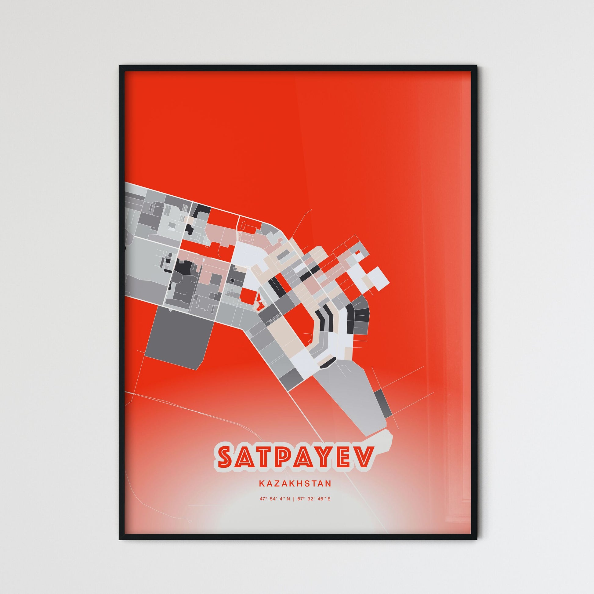 Colorful SATPAYEV KAZAKHSTAN Fine Art Map Modern