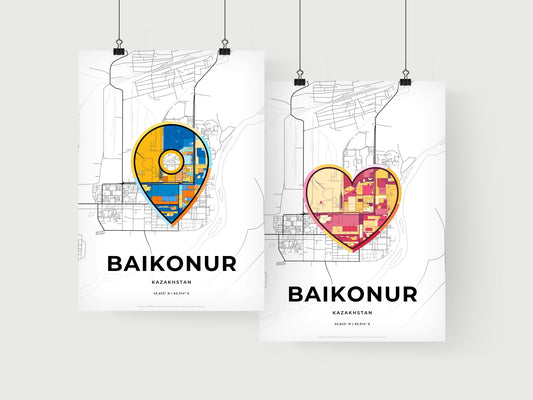 Baikonur Kazakhstan art print for couples