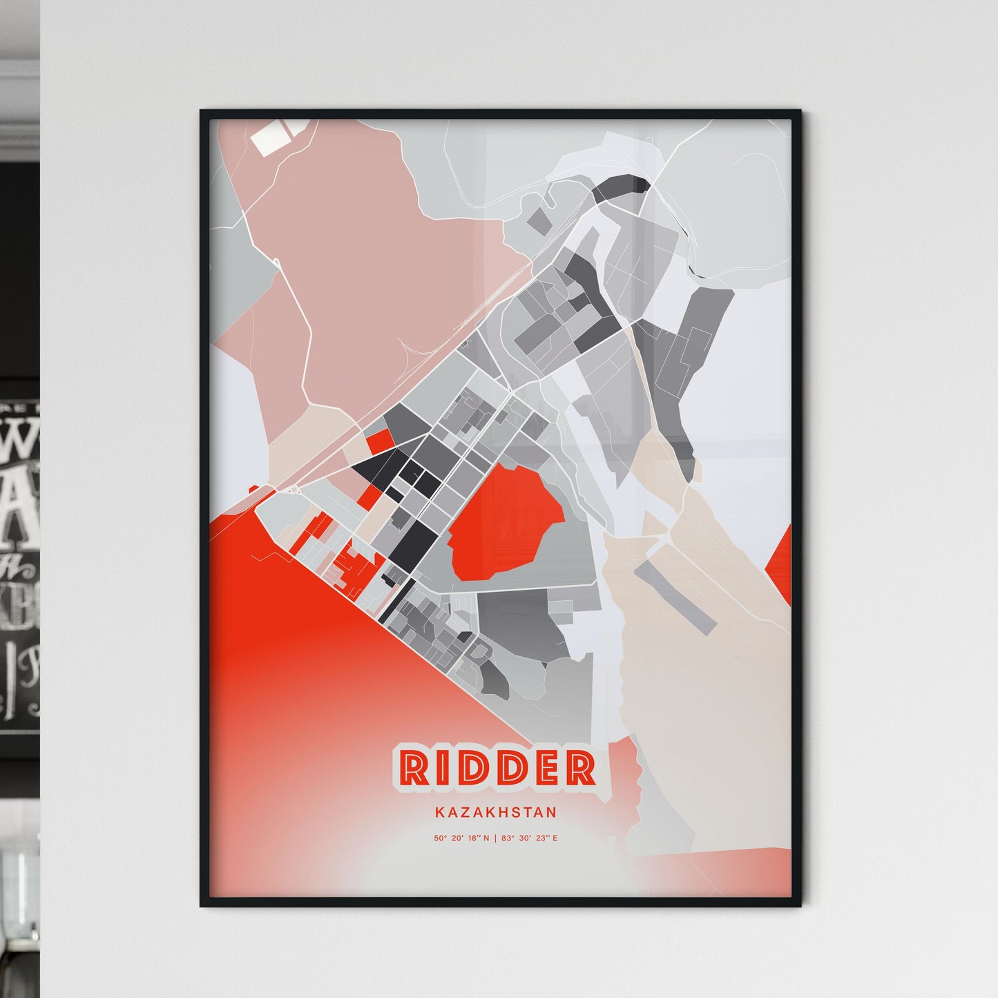 Colorful RIDDER KAZAKHSTAN Fine Art Map Modern