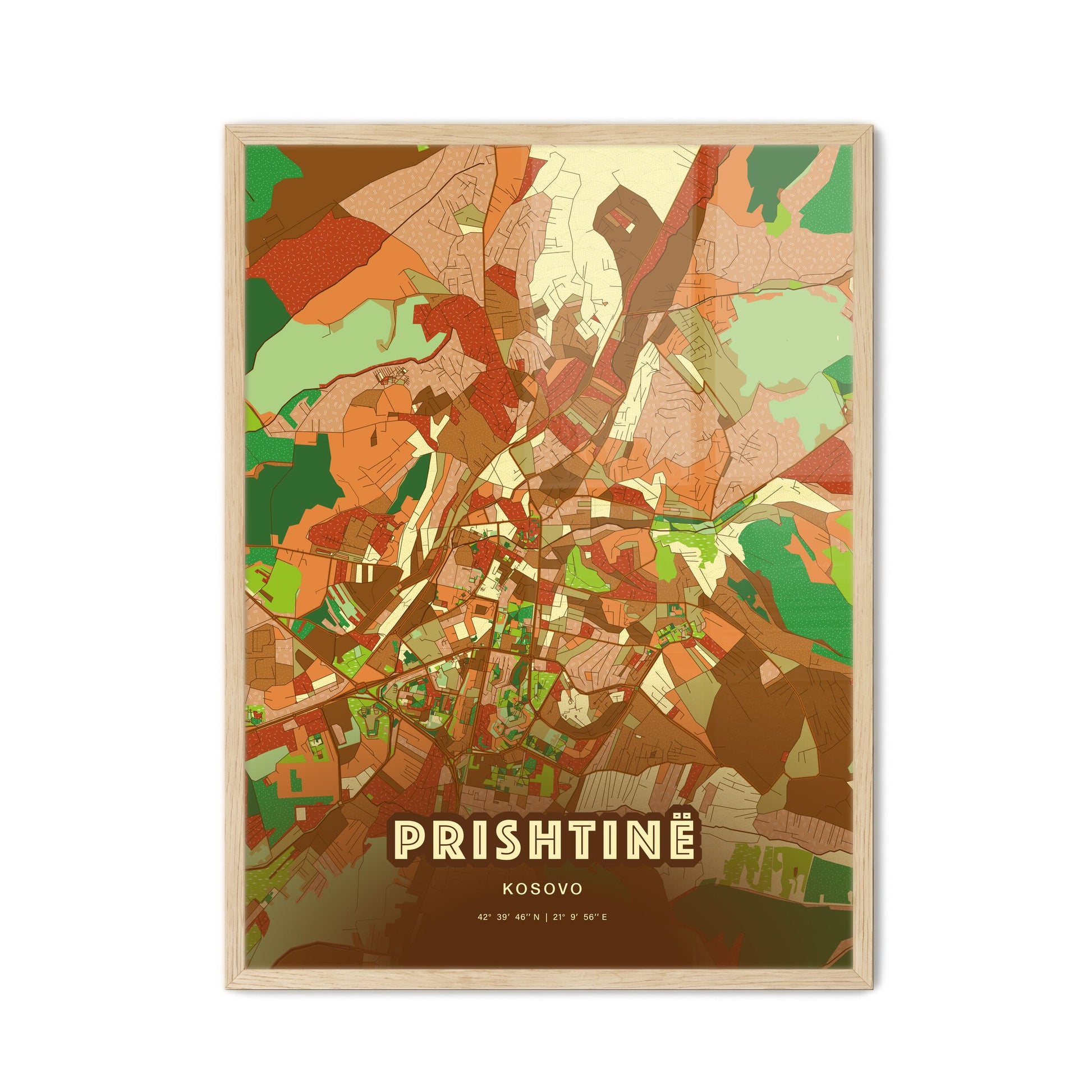 Colorful PRISHTINË / PRIŠTINA KOSOVO Fine Art Map Farmhouse