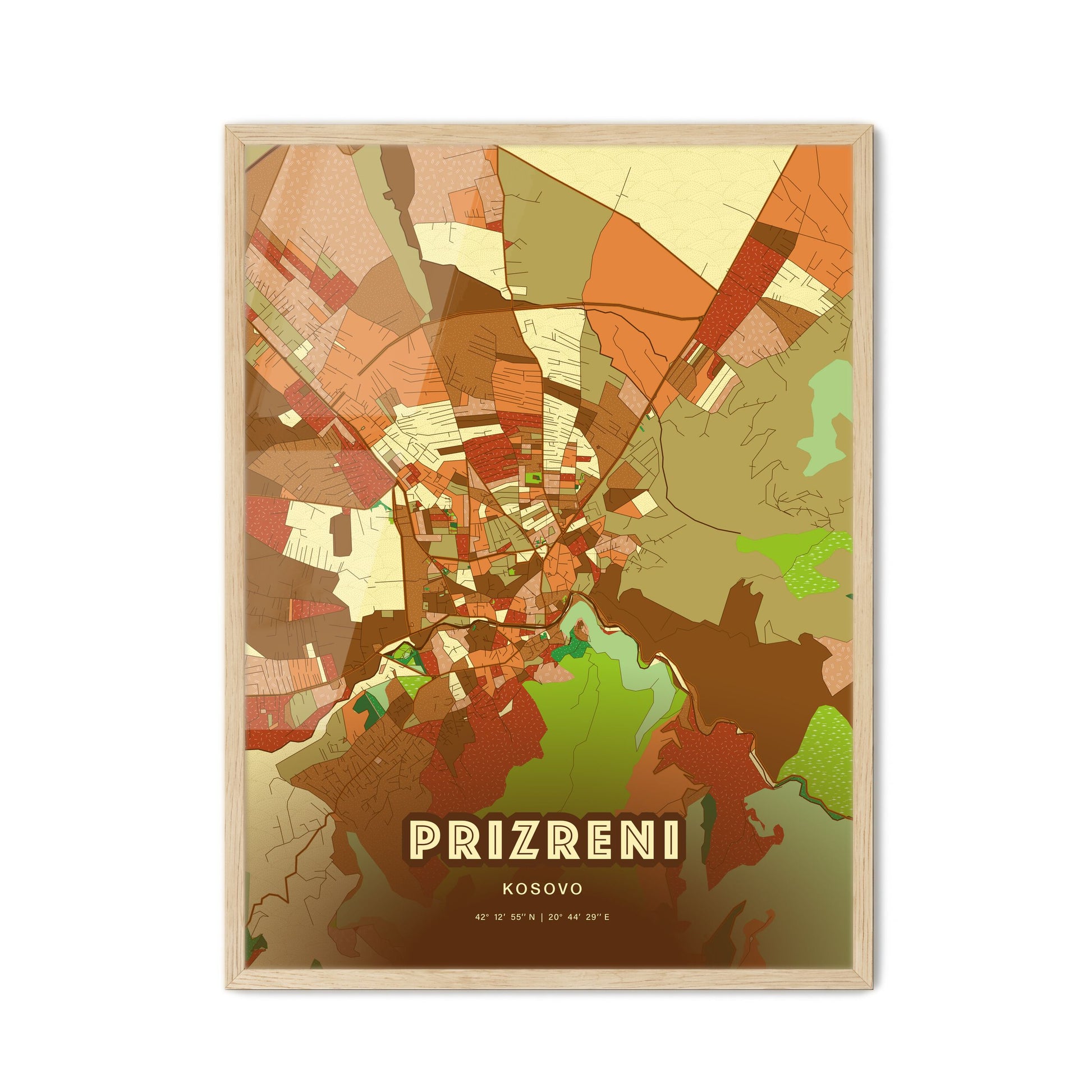 Colorful PRIZRENI / PRIZREN KOSOVO Fine Art Map Farmhouse