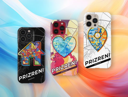 Prizreni / Prizren Kosovo slim phone case with colorful icon. Birthday, wedding or housewarming gift. Couple match cases.