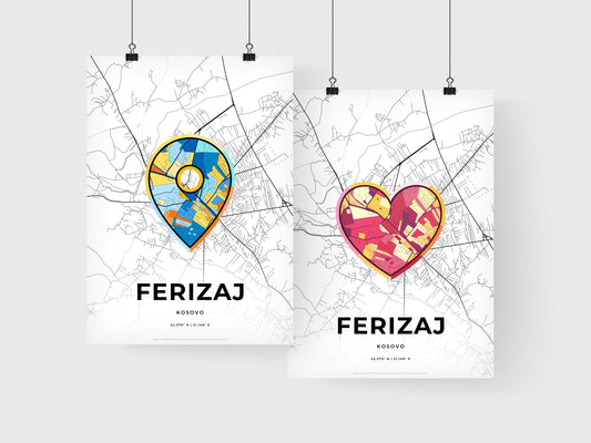Ferizaj / Uroševac Kosovo art print for couples
