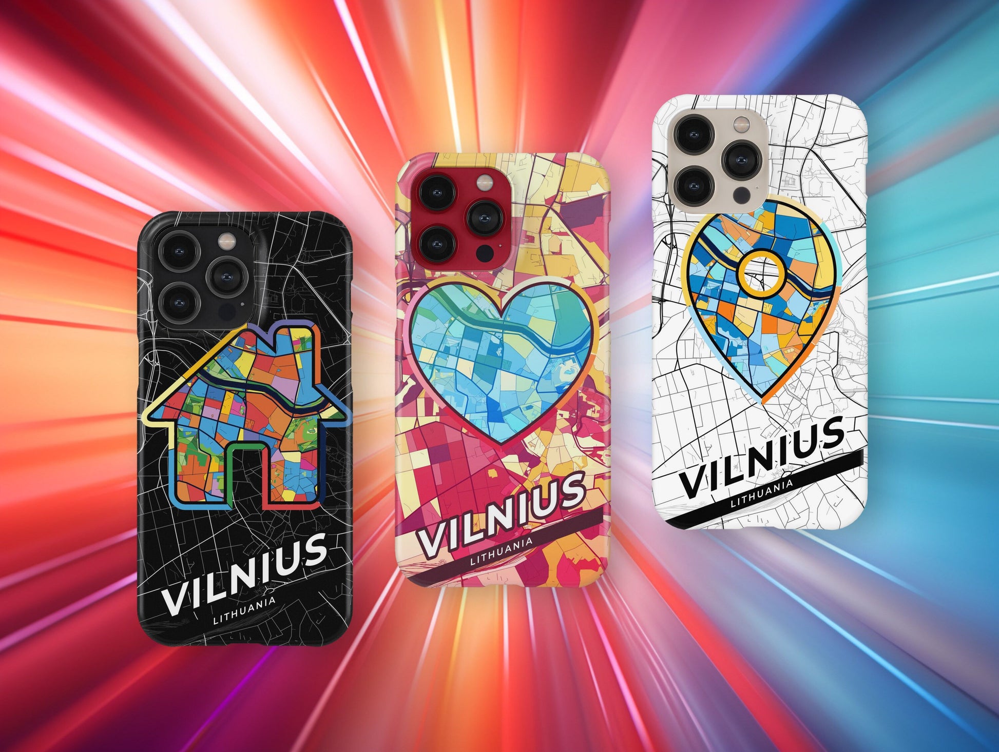 Vilnius Lithuania slim phone case with colorful icon