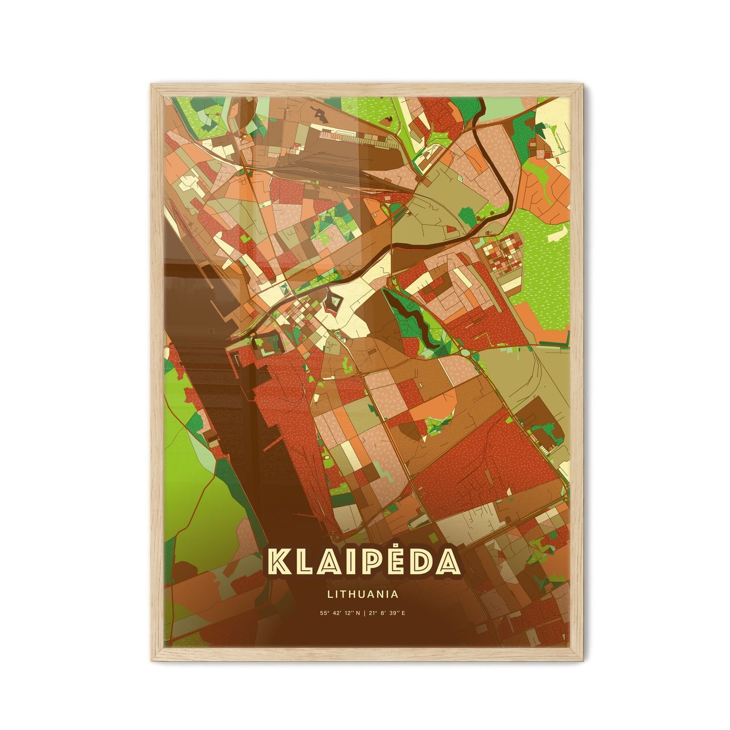 Colorful KLAIPĖDA LITHUANIA Fine Art Map Farmhouse