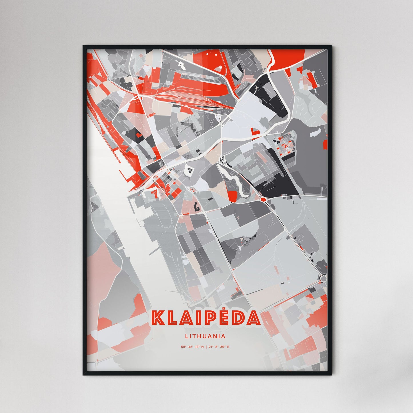 Colorful KLAIPĖDA LITHUANIA Fine Art Map Modern