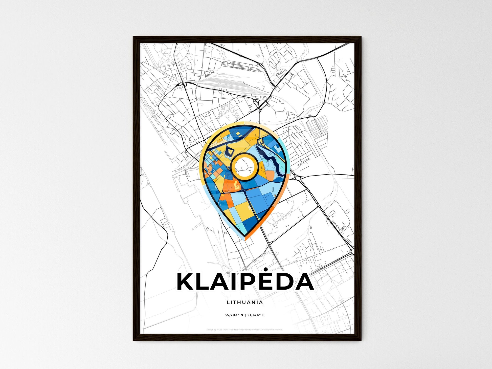 Klaipėda Lithuania wedding art map with pointer icon