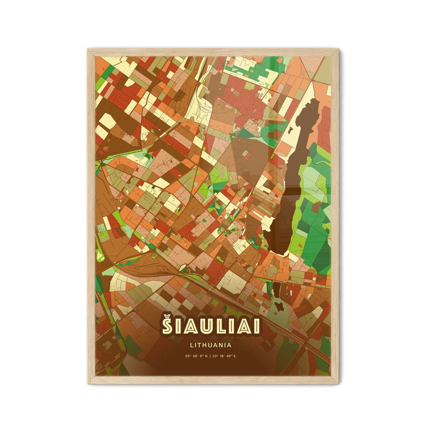 Colorful ŠIAULIAI LITHUANIA Fine Art Map Farmhouse