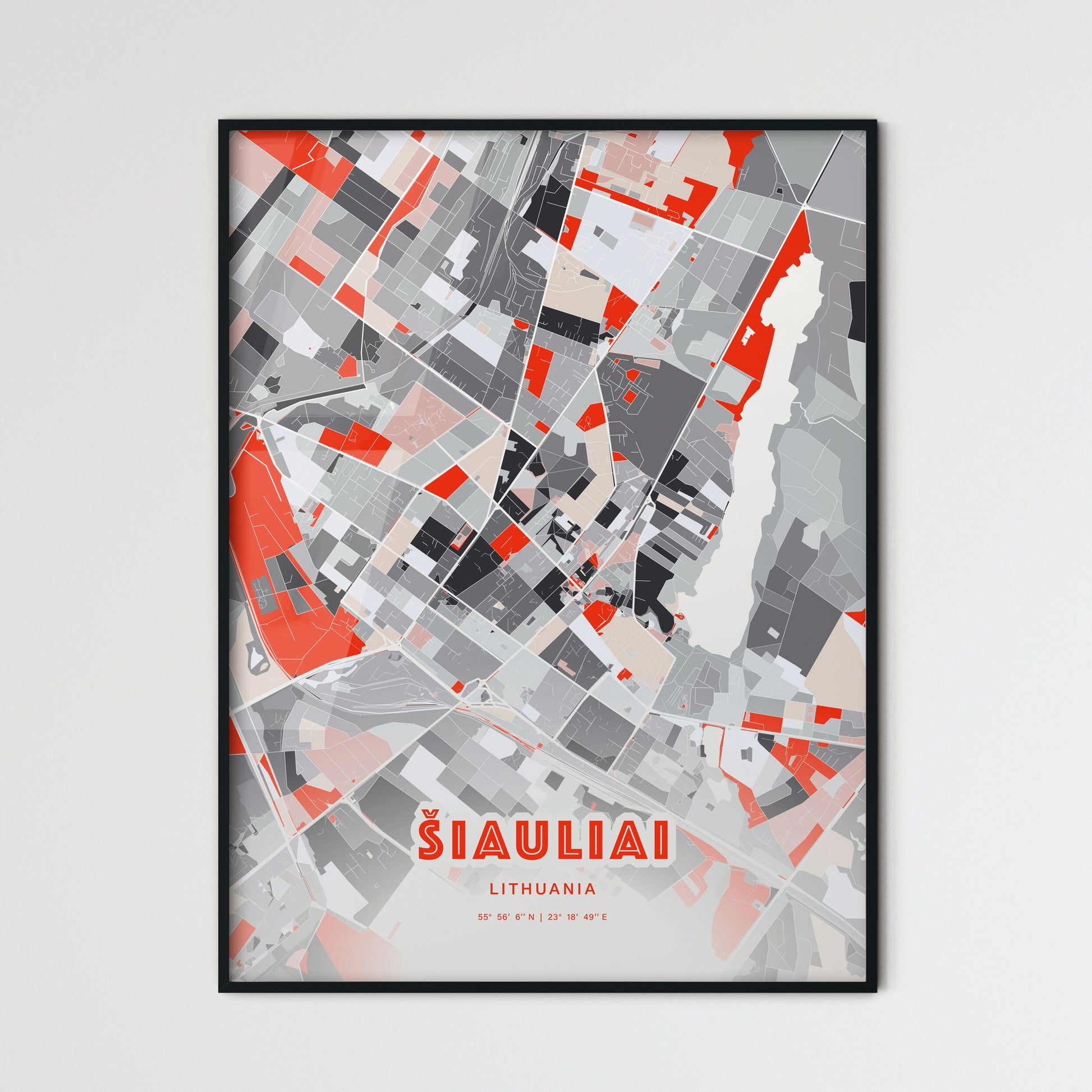 Colorful ŠIAULIAI LITHUANIA Fine Art Map Modern