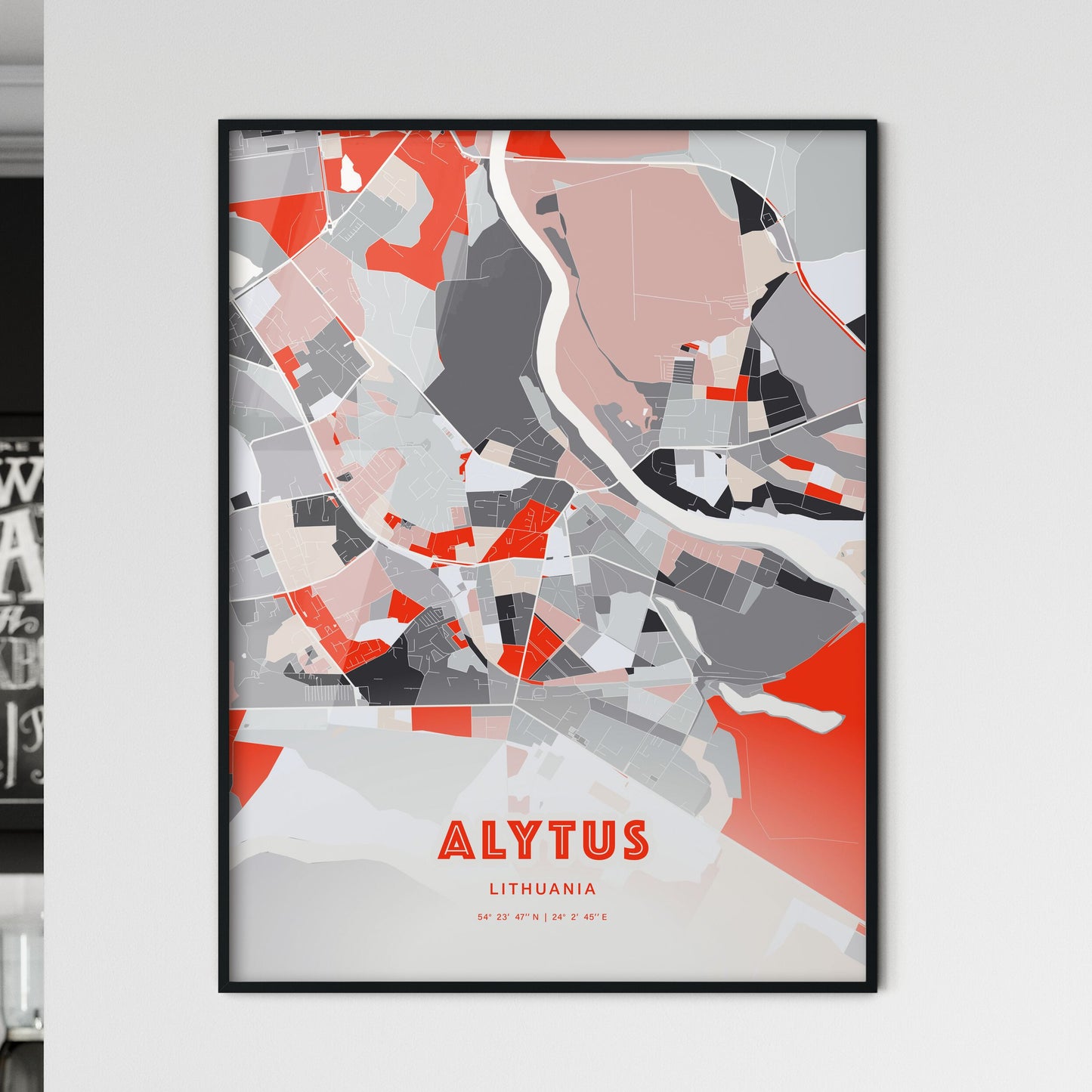 Colorful ALYTUS LITHUANIA Fine Art Map Modern