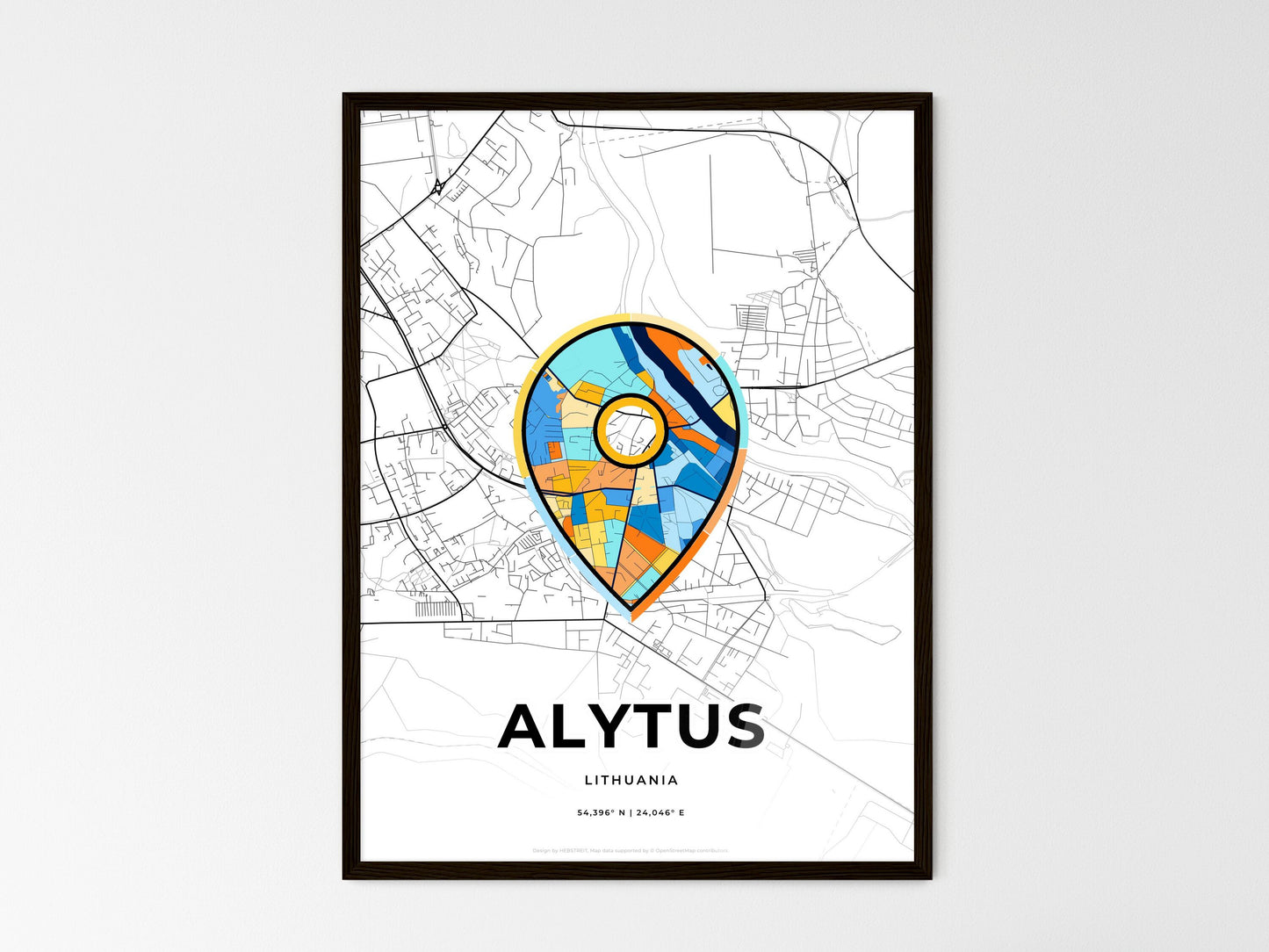 Alytus Lithuania wedding art map with pointer icon