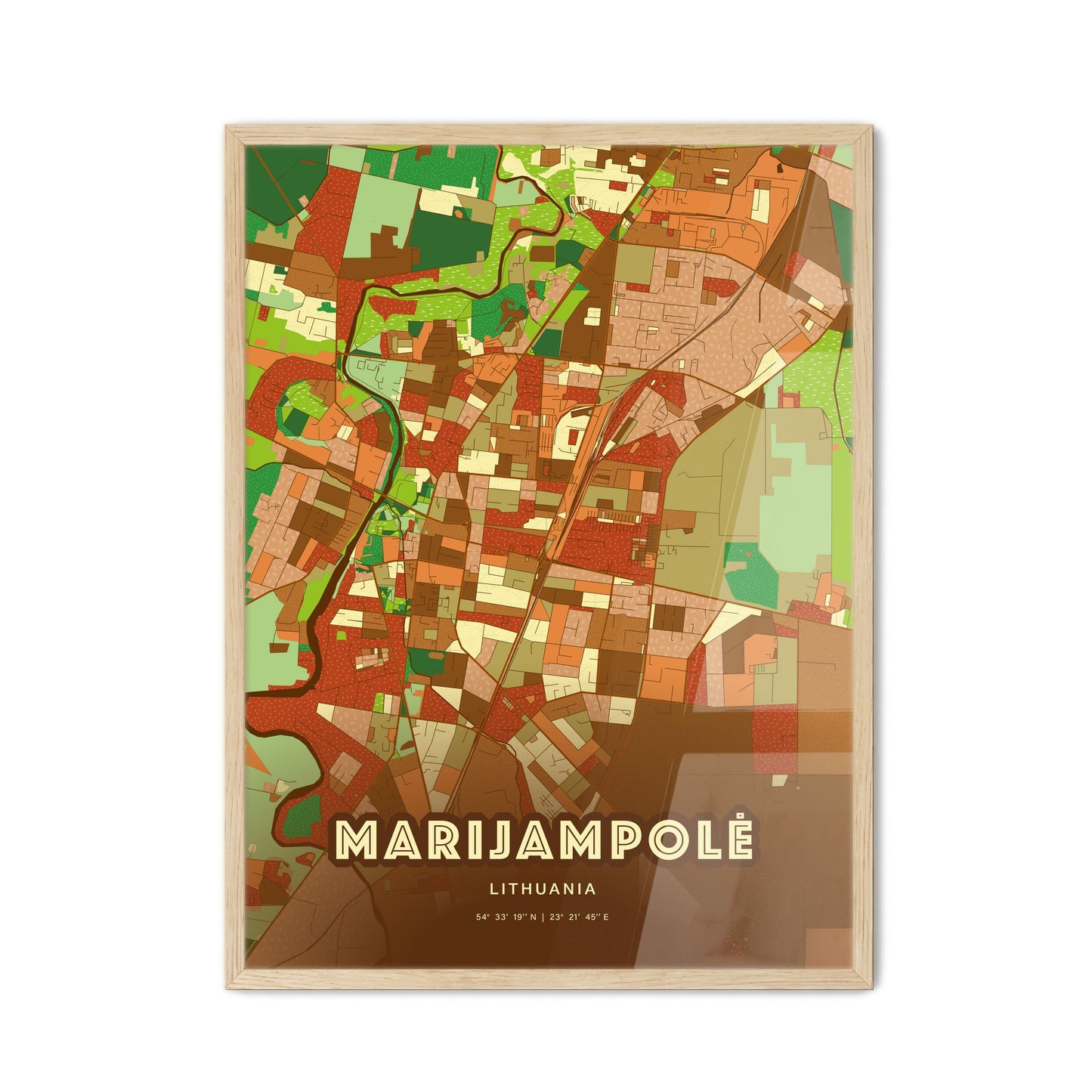 Colorful MARIJAMPOLĖ LITHUANIA Fine Art Map Farmhouse