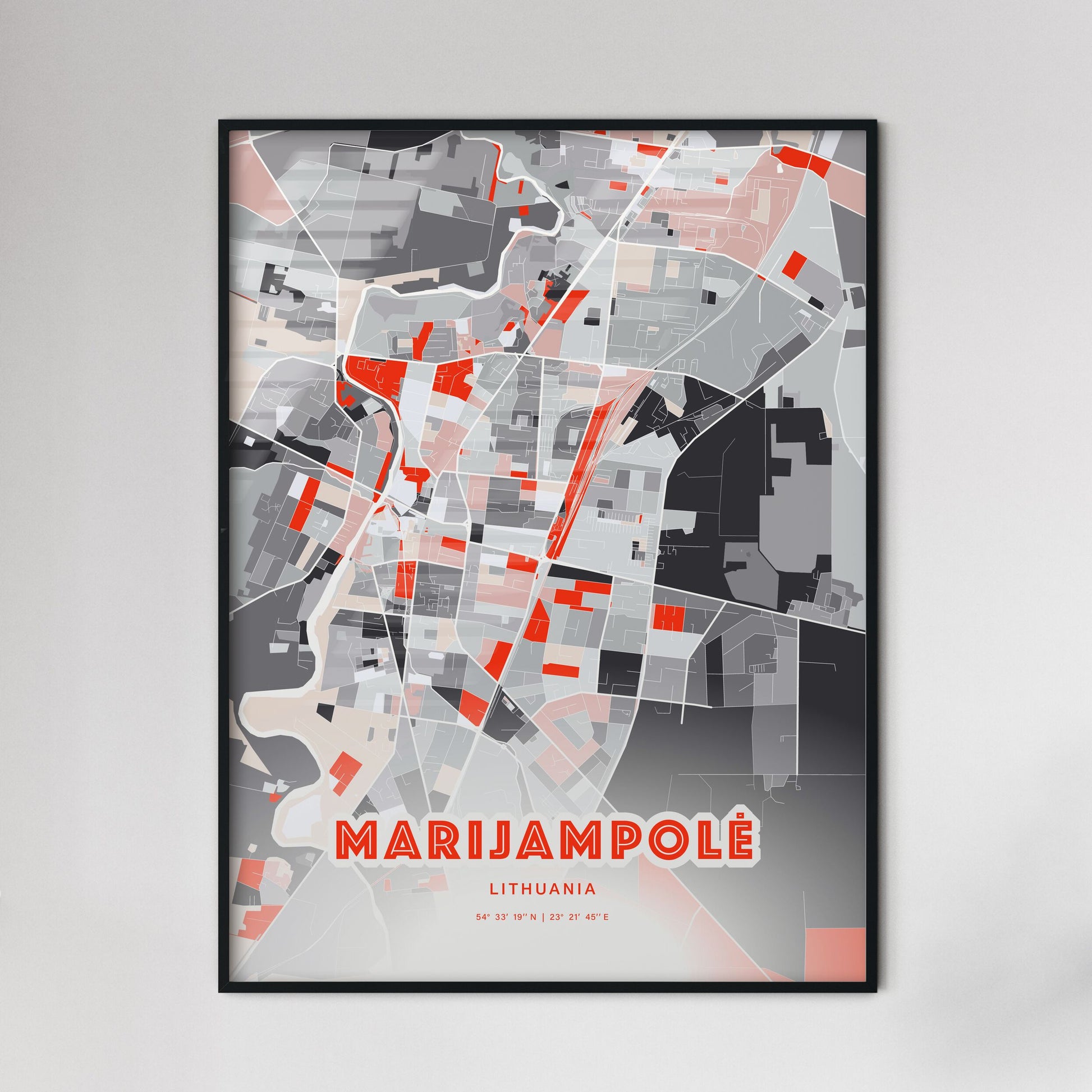 Colorful MARIJAMPOLĖ LITHUANIA Fine Art Map Modern