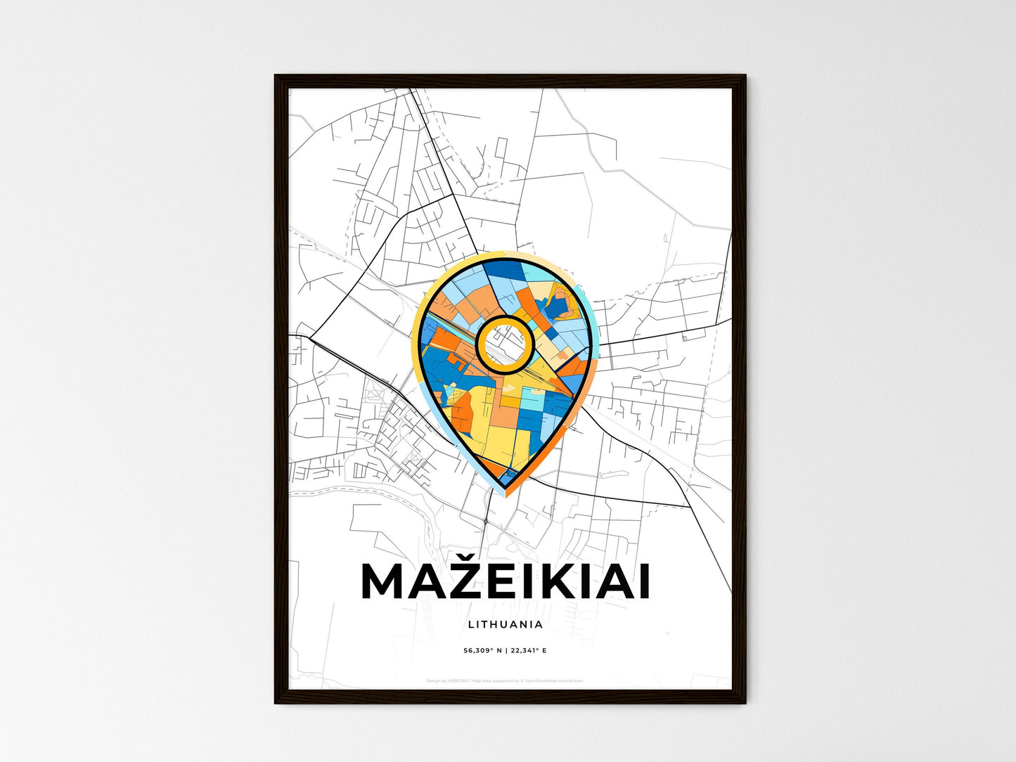 Mažeikiai Lithuania wedding art map with pointer icon