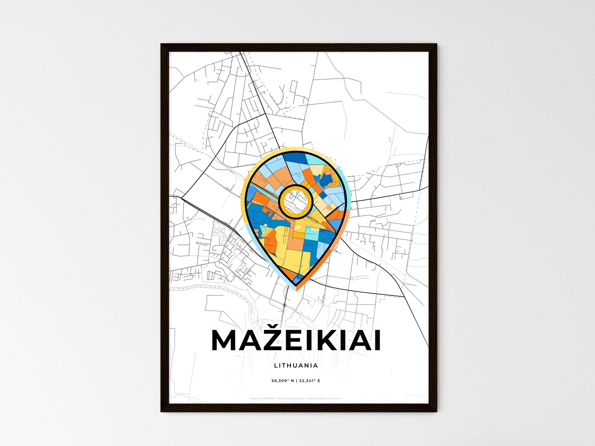 Mažeikiai Lithuania wedding art map with pointer icon