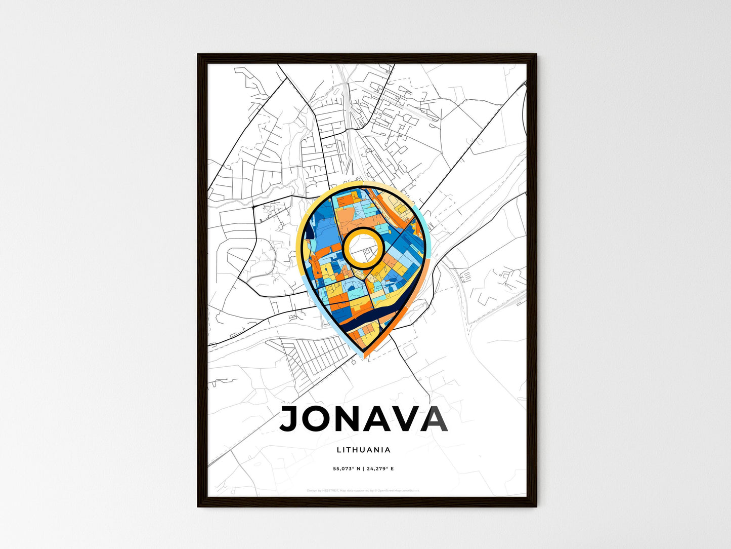 Jonava Lithuania wedding art map with pointer icon