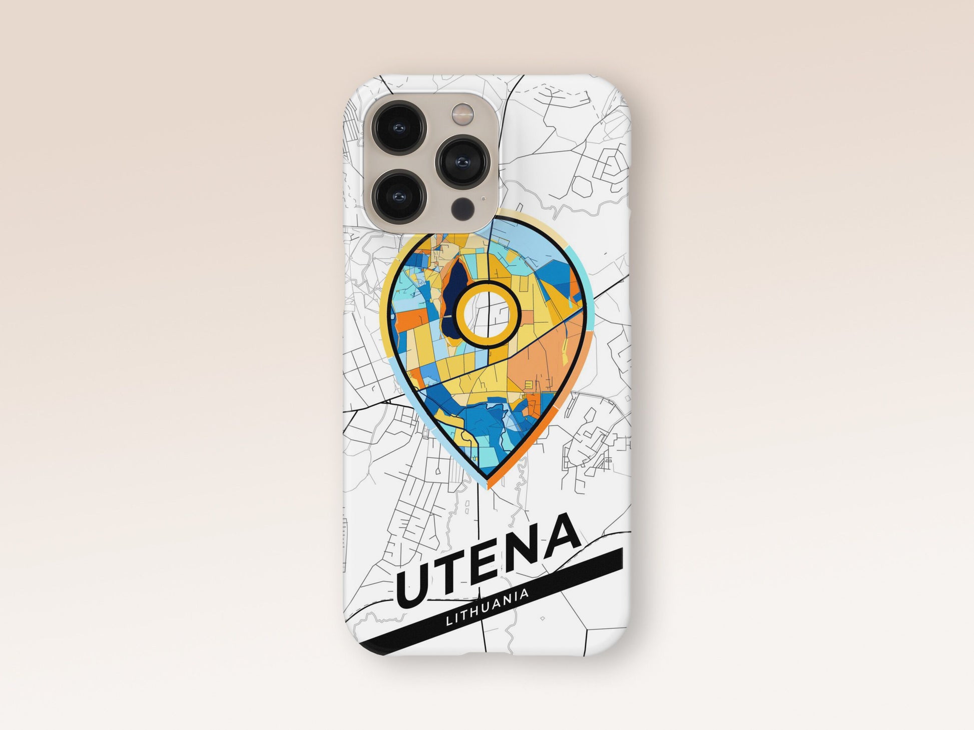 Utena Lithuania slim phone case with colorful icon 1