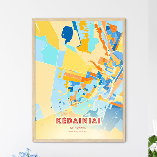 Colorful KĖDAINIAI LITHUANIA Fine Art Map Blue Orange