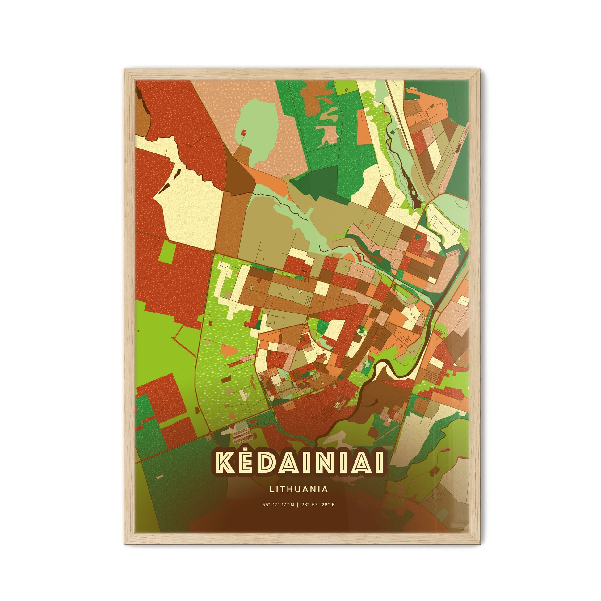 Colorful KĖDAINIAI LITHUANIA Fine Art Map Farmhouse