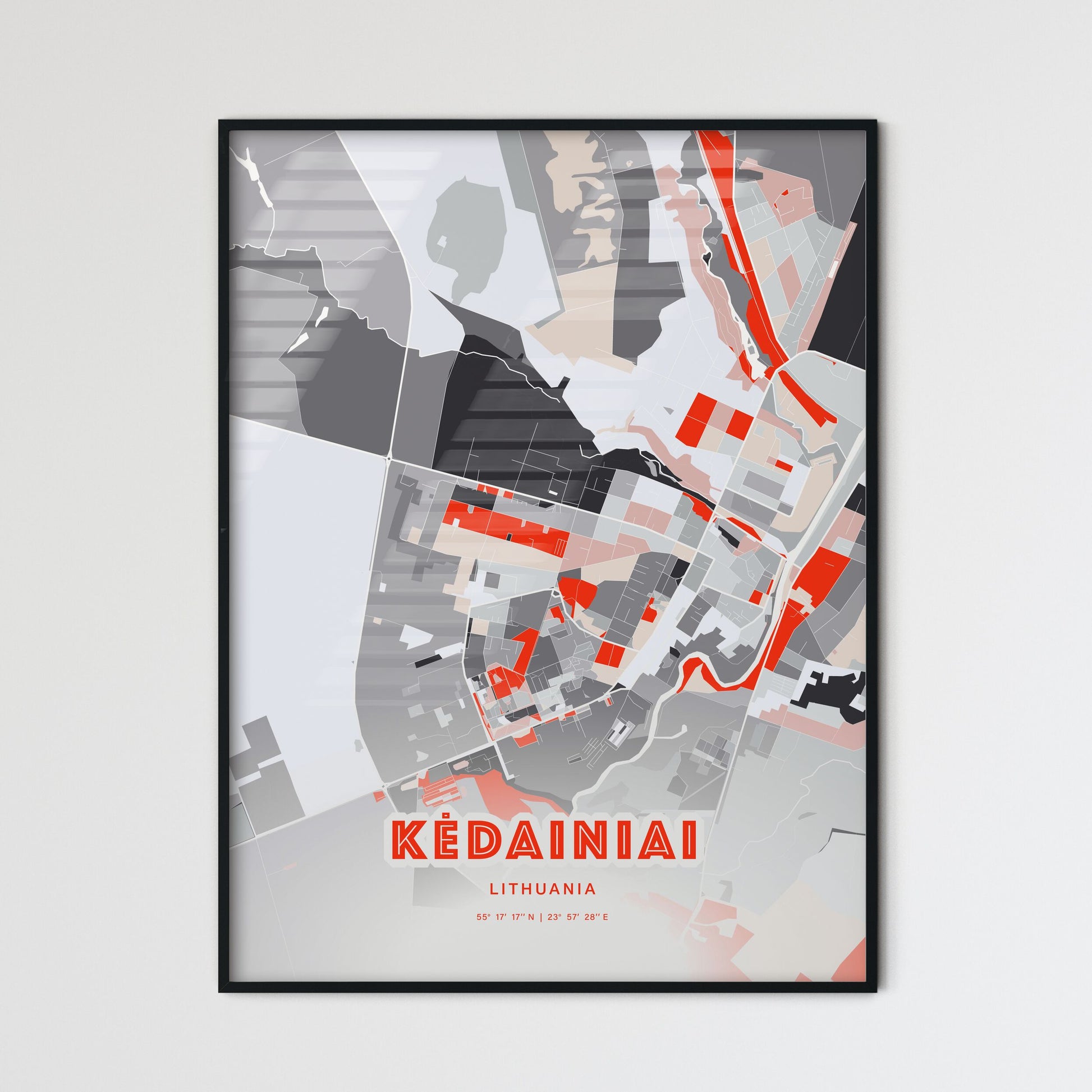 Colorful KĖDAINIAI LITHUANIA Fine Art Map Modern