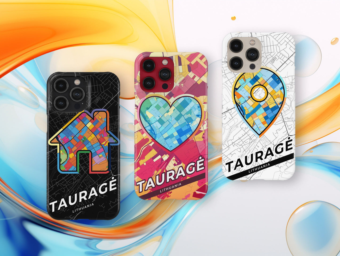 Tauragė Lithuania slim phone case with colorful icon