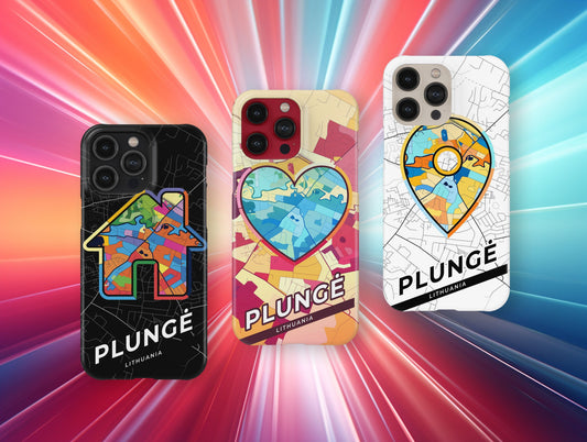 Plungė Lithuania slim phone case with colorful icon. Birthday, wedding or housewarming gift. Couple match cases.
