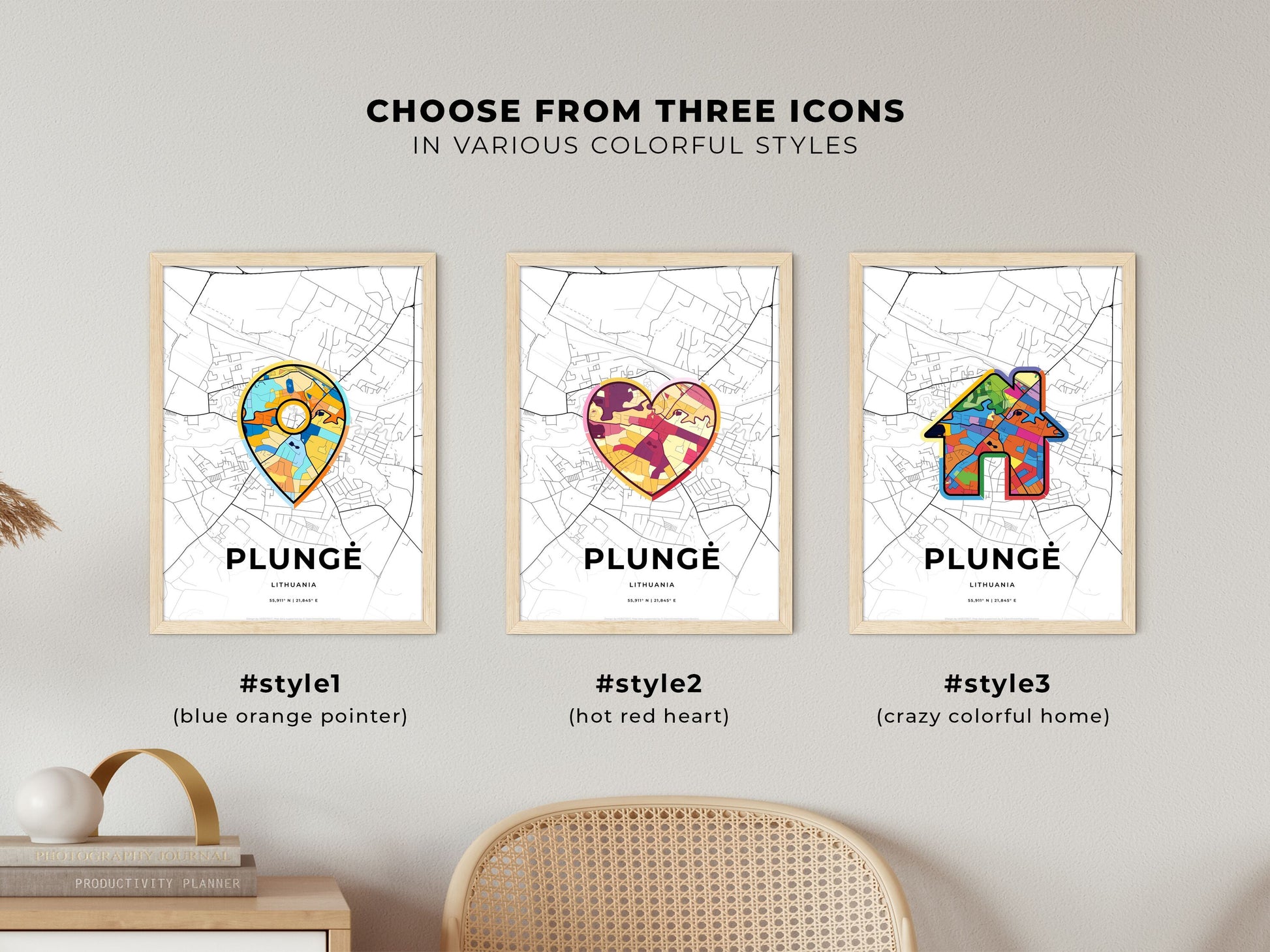 Plungė Lithuania maps with colorful icons