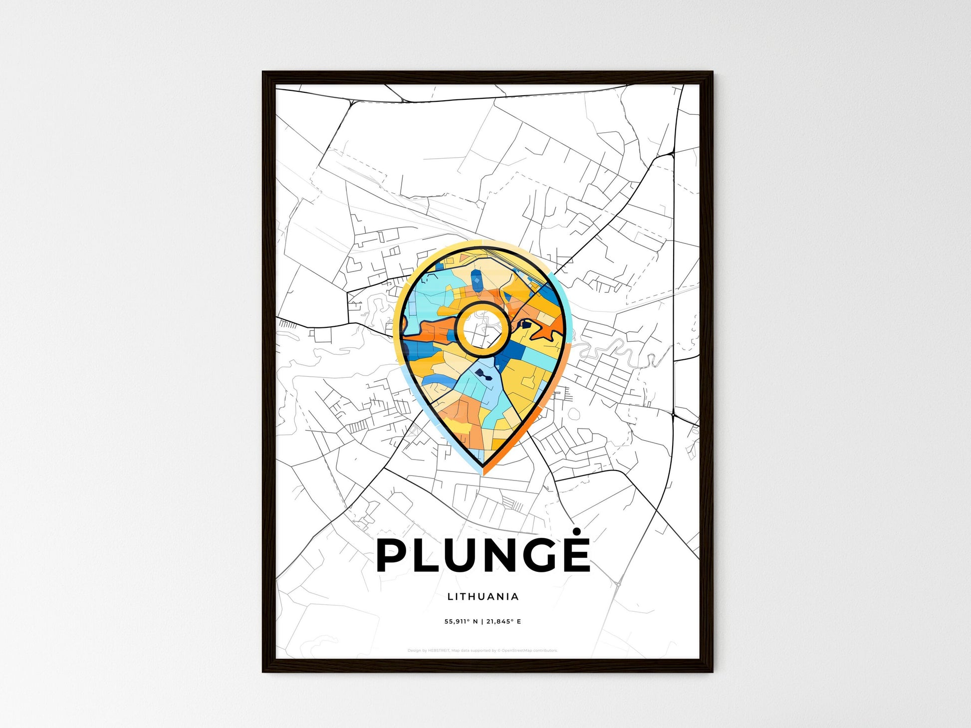 Plungė Lithuania wedding art map with pointer icon