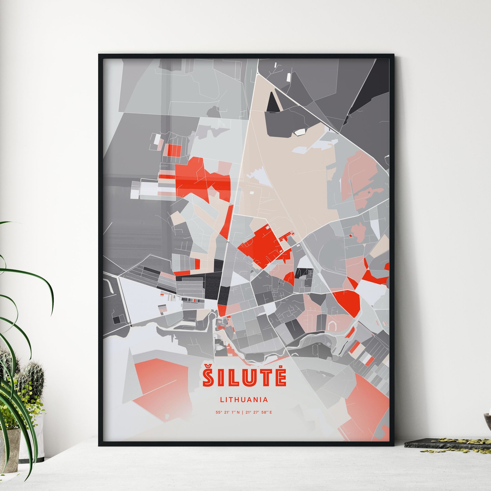 Colorful ŠILUTĖ LITHUANIA Fine Art Map Modern