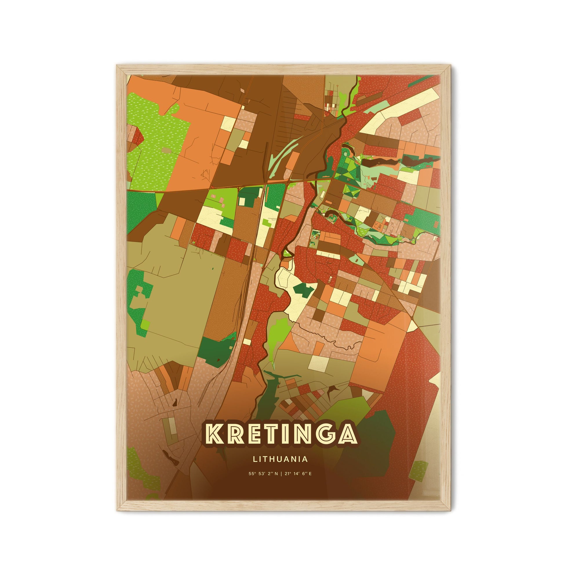 Colorful KRETINGA LITHUANIA Fine Art Map Farmhouse