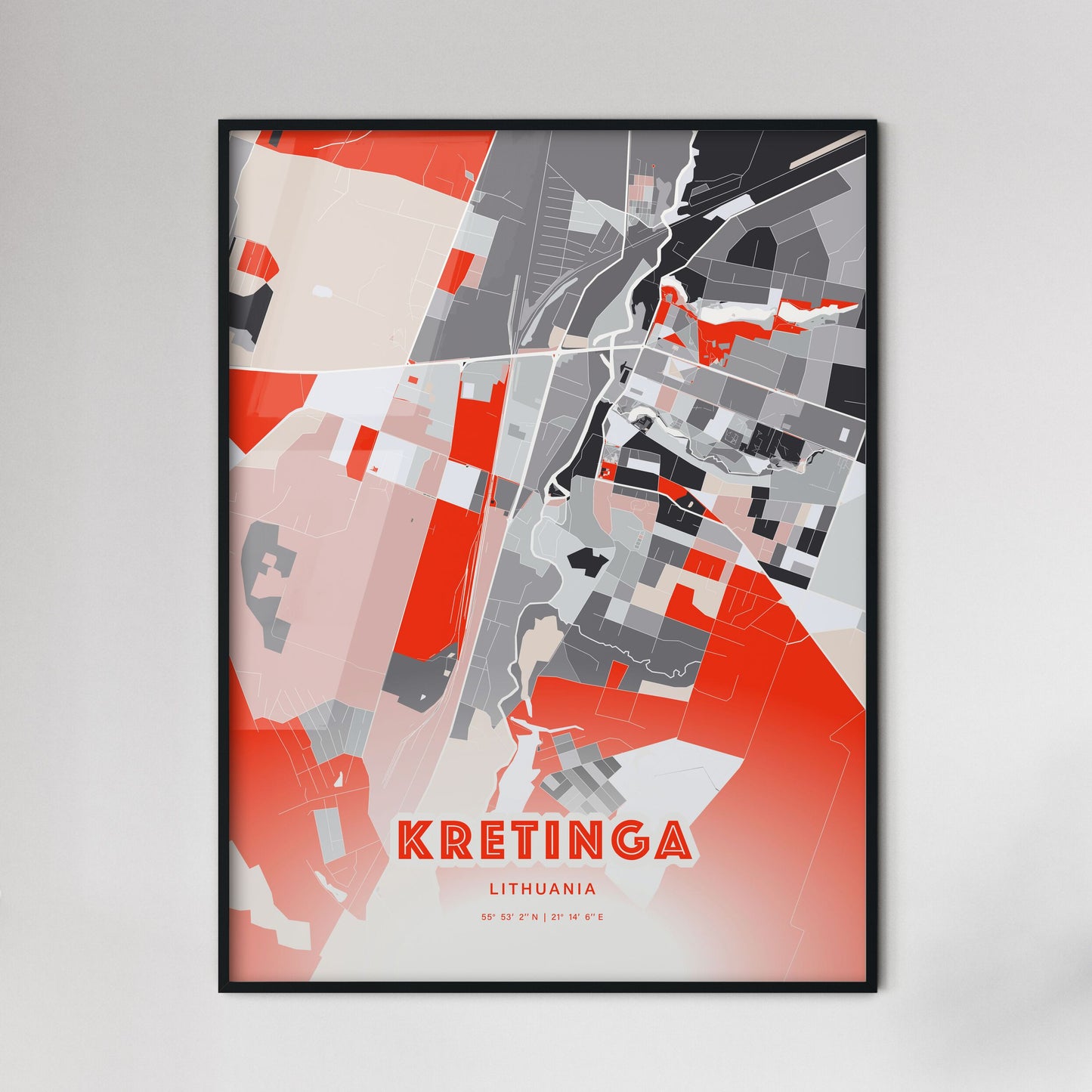 Colorful KRETINGA LITHUANIA Fine Art Map Modern