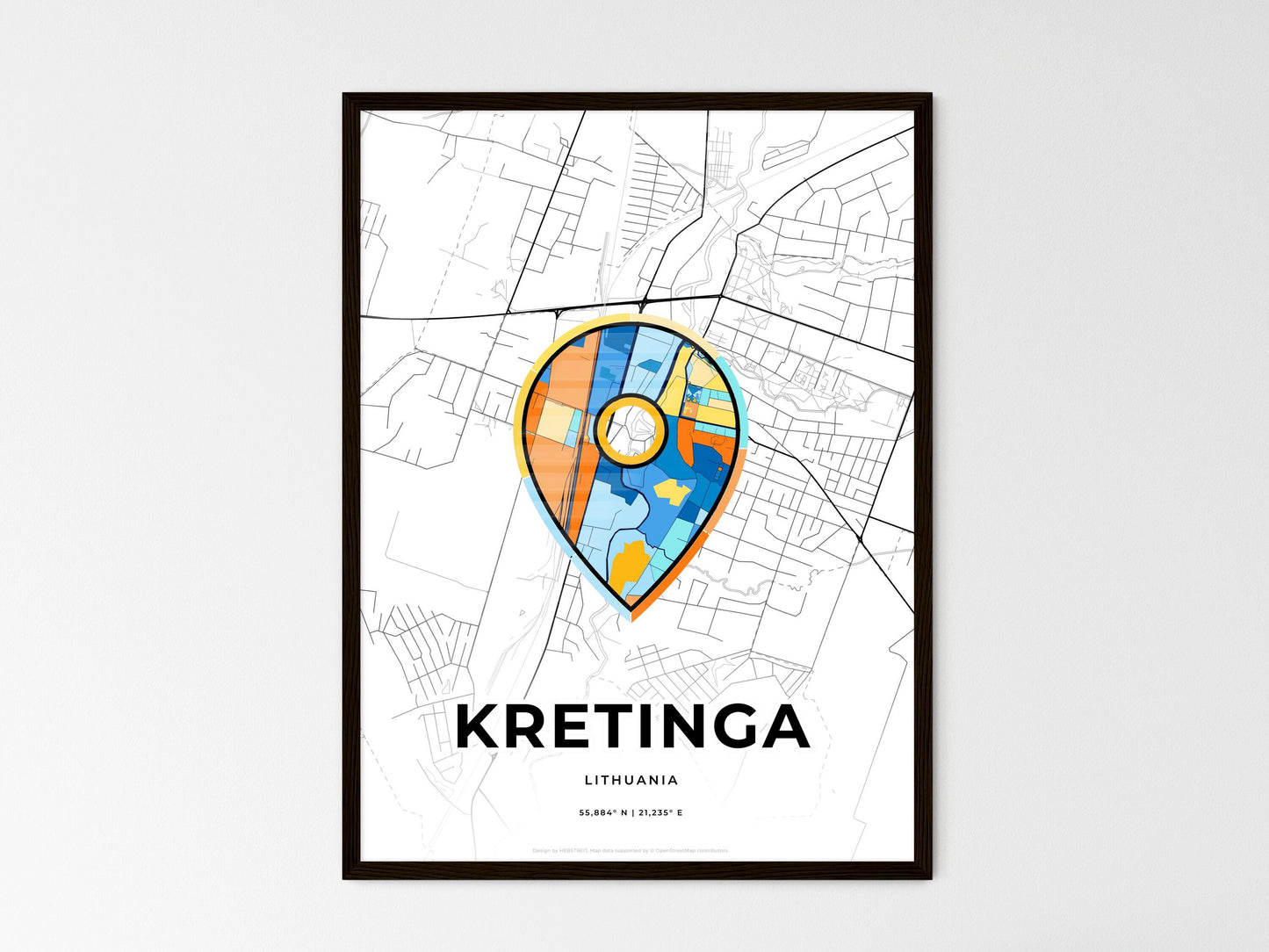 Kretinga Lithuania wedding art map with pointer icon
