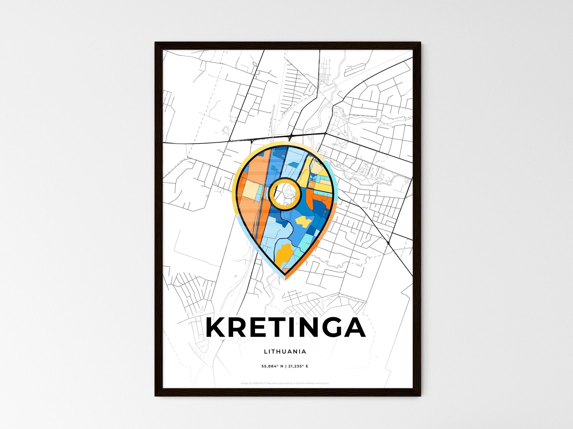 Kretinga Lithuania wedding art map with pointer icon