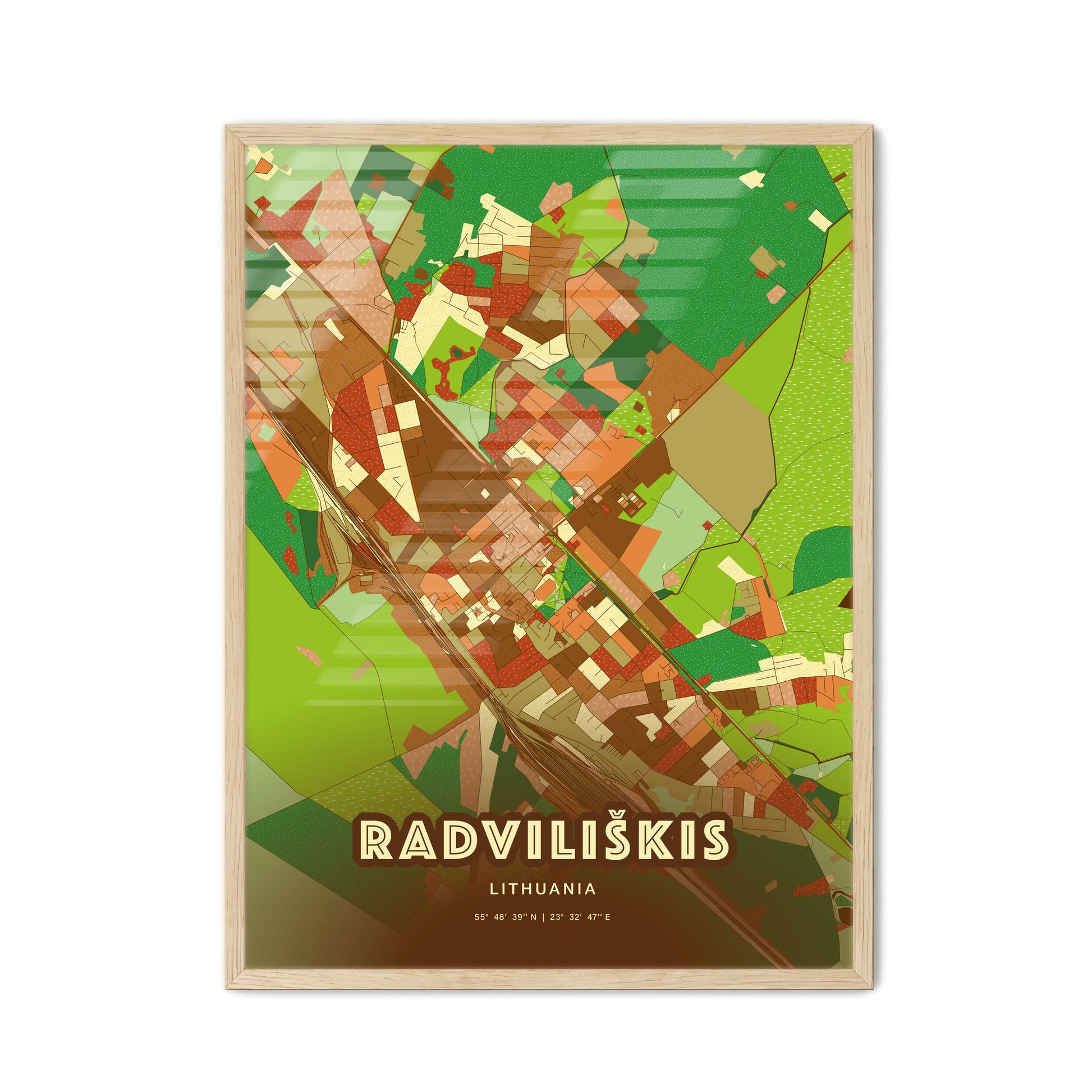 Colorful RADVILIŠKIS LITHUANIA Fine Art Map Farmhouse