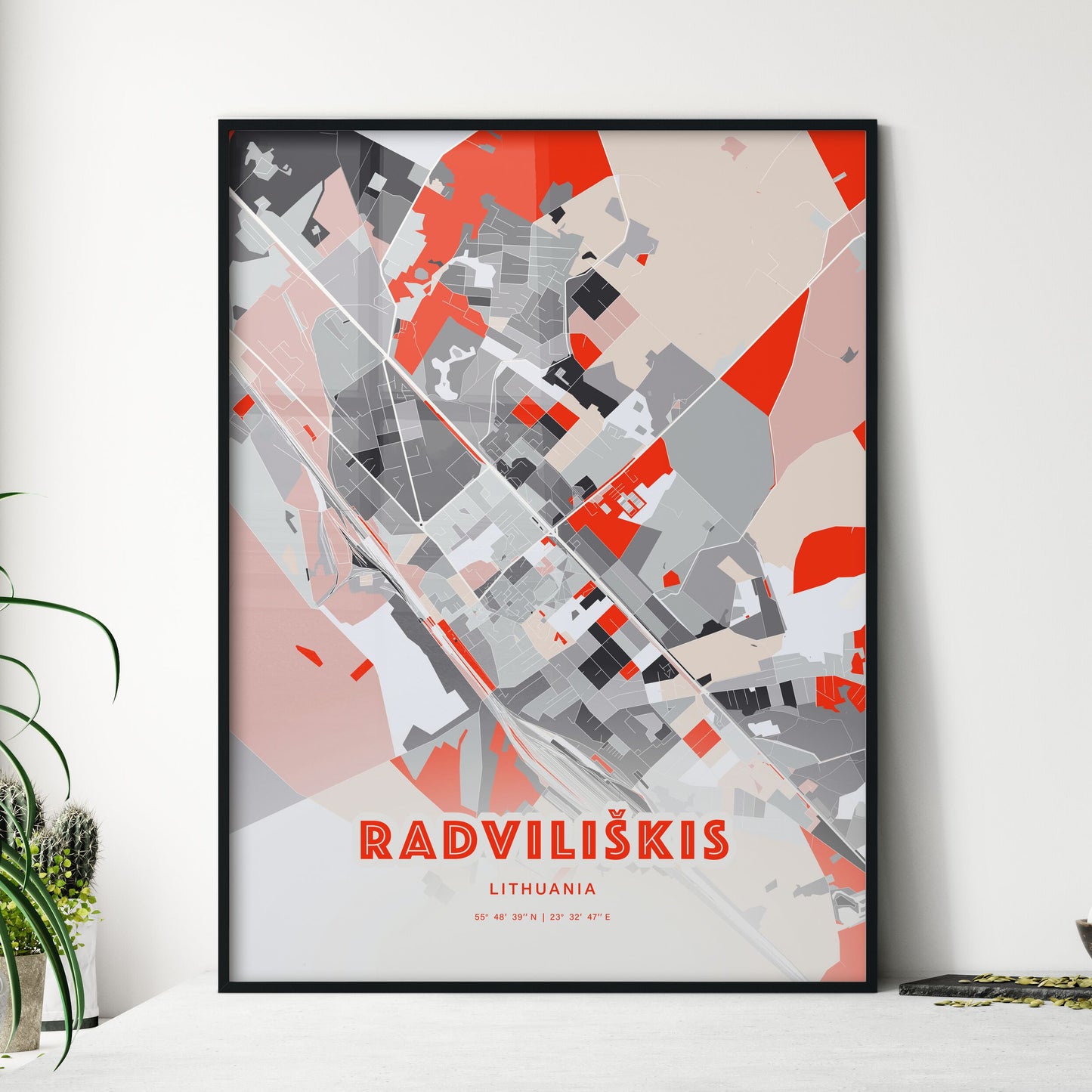 Colorful RADVILIŠKIS LITHUANIA Fine Art Map Modern