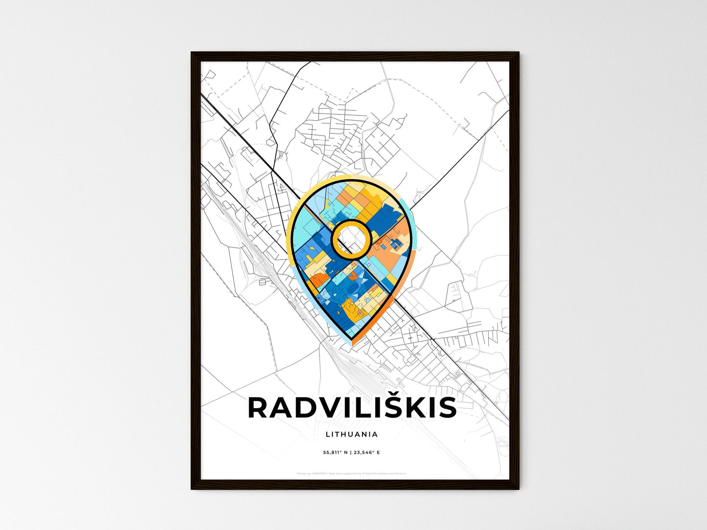 Radviliškis Lithuania wedding art map with pointer icon