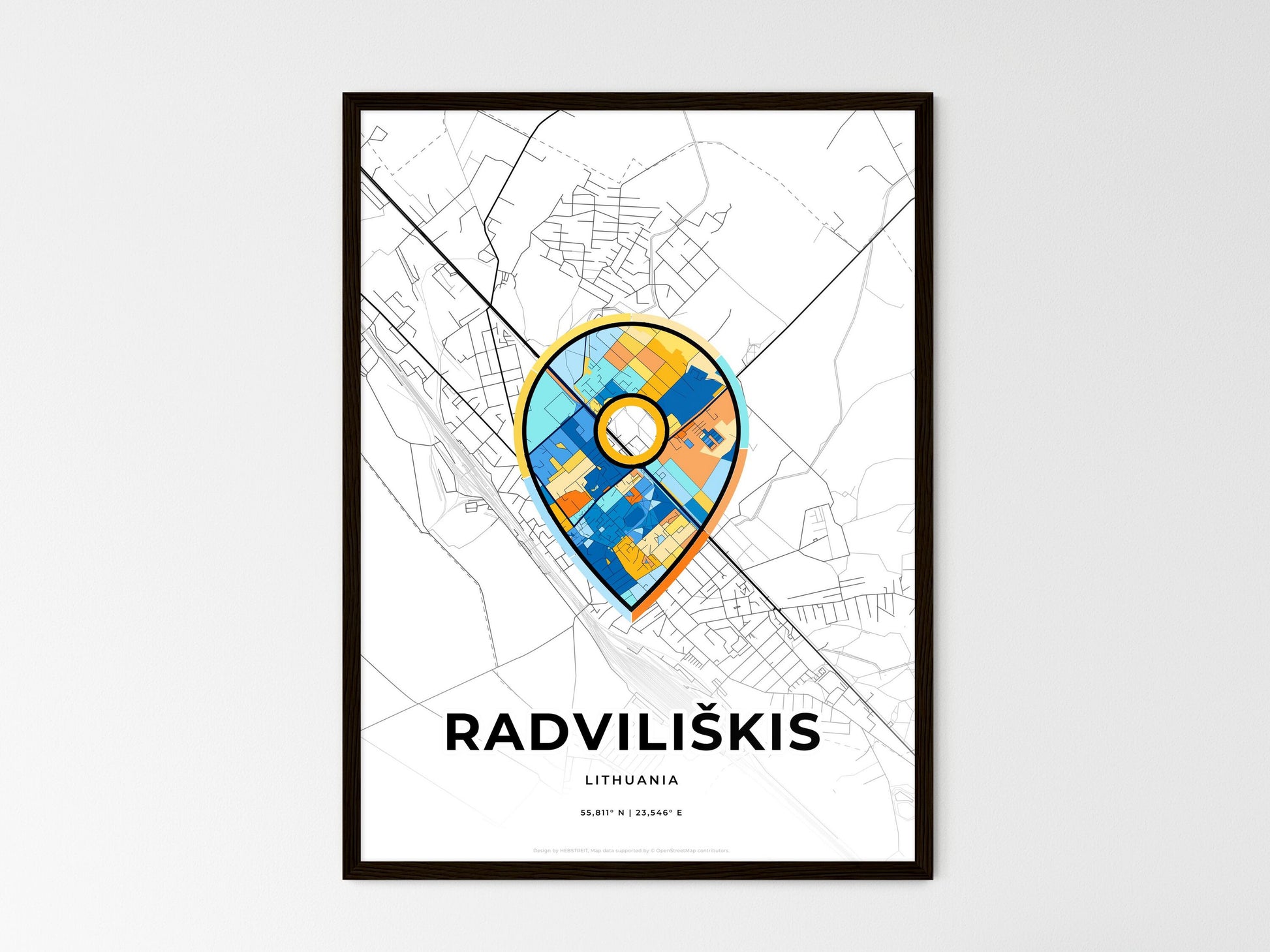 Radviliškis Lithuania wedding art map with pointer icon
