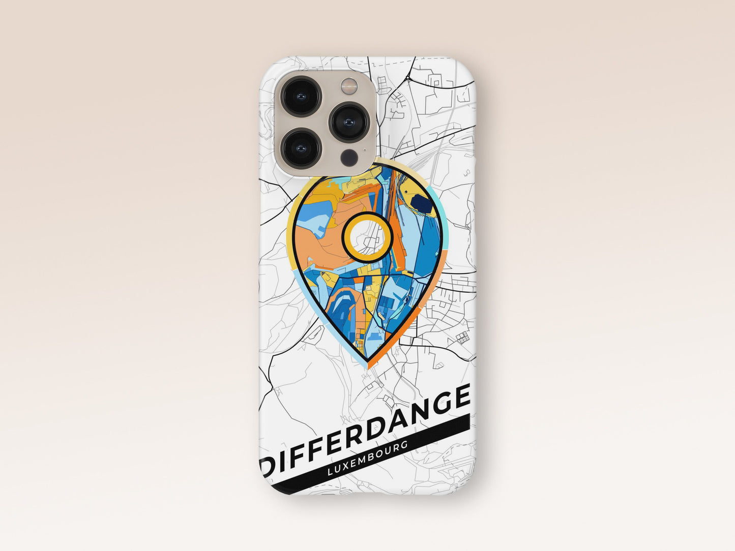 Differdange Luxembourg slim phone case with colorful icon. Birthday, wedding or housewarming gift. Couple match cases. 1