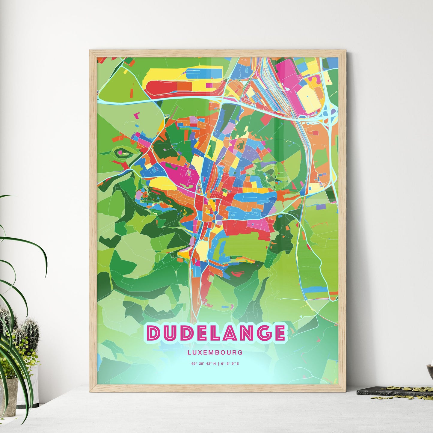 Colorful DUDELANGE LUXEMBOURG Fine Art Map Crazy Colors