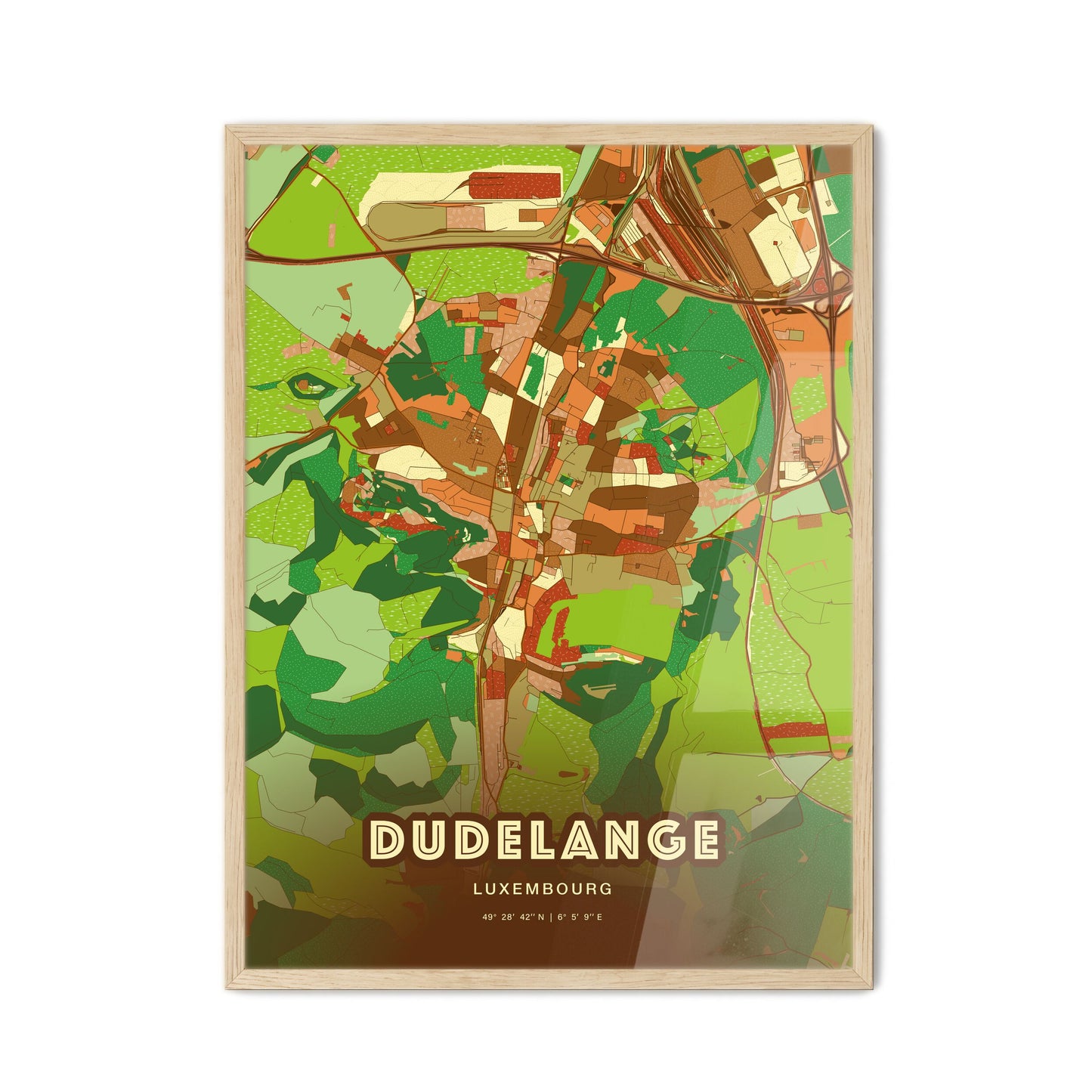 Colorful DUDELANGE LUXEMBOURG Fine Art Map Farmhouse