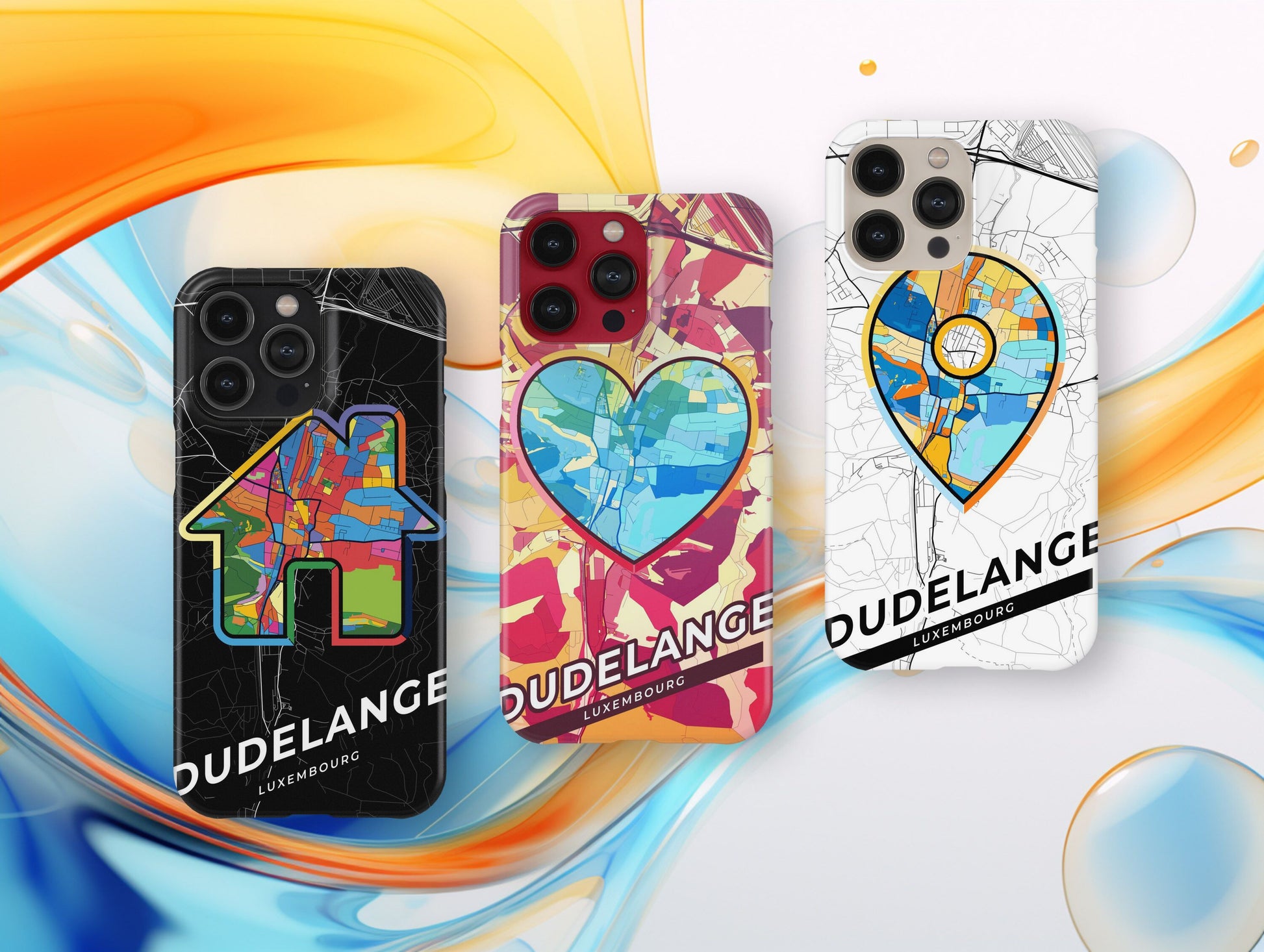 Dudelange Luxembourg slim phone case with colorful icon. Birthday, wedding or housewarming gift. Couple match cases.