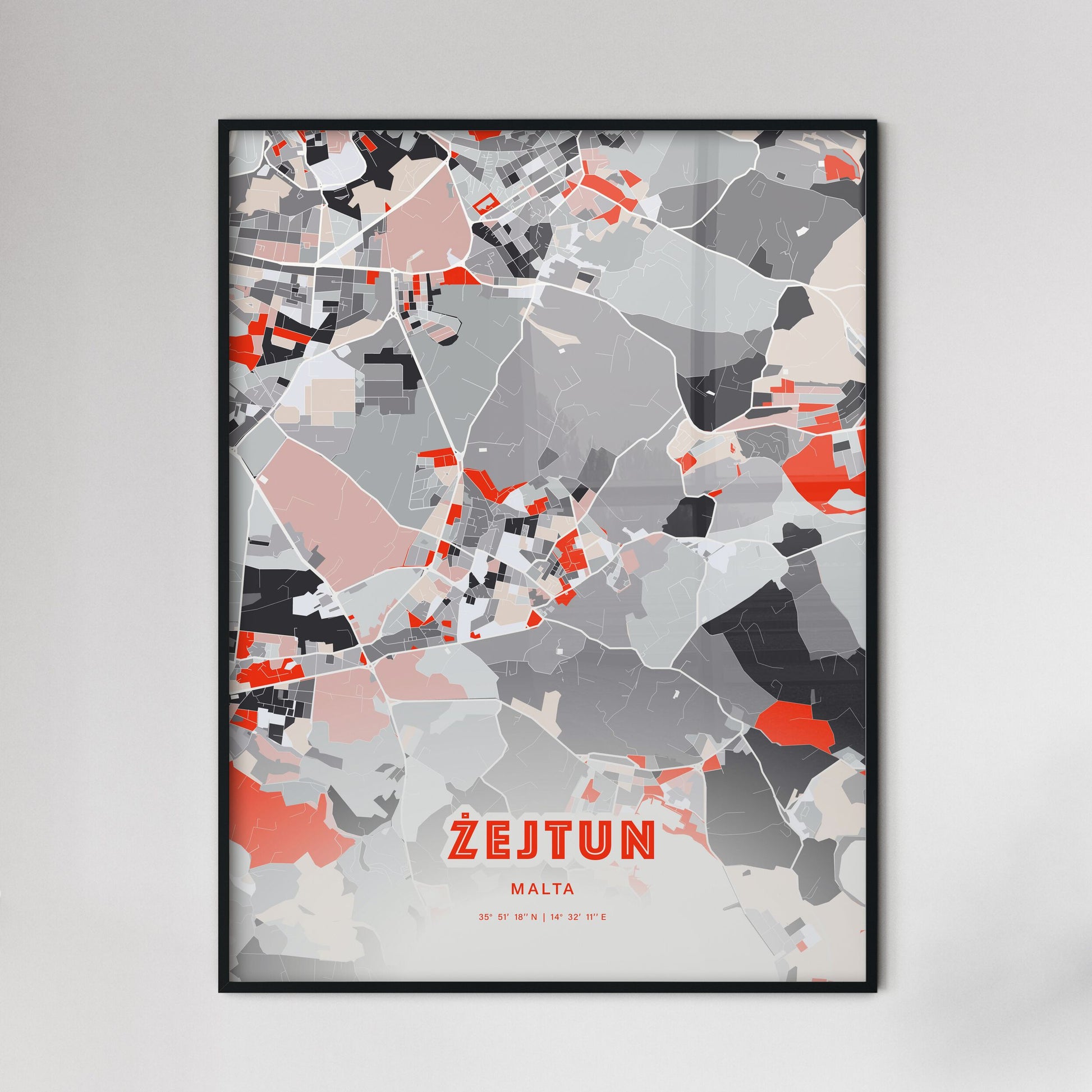 Colorful ŻEJTUN MALTA Fine Art Map Modern