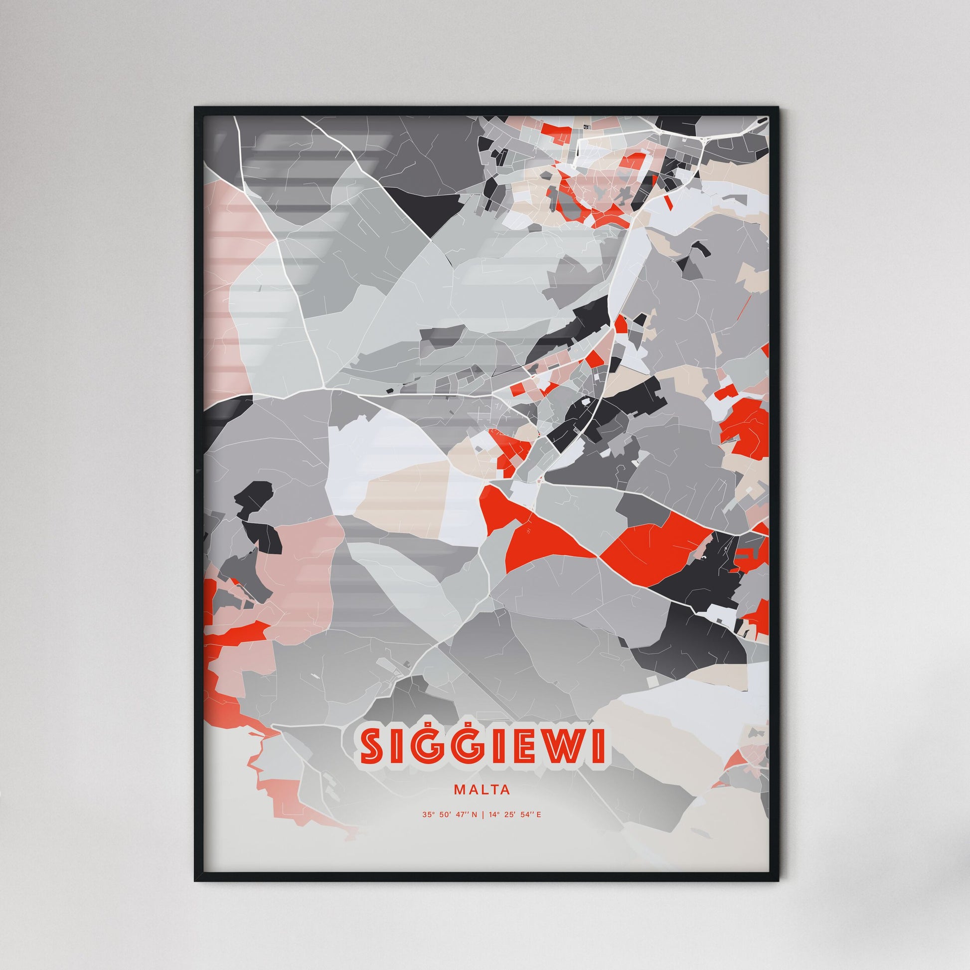 Colorful SIĠĠIEWI MALTA Fine Art Map Modern