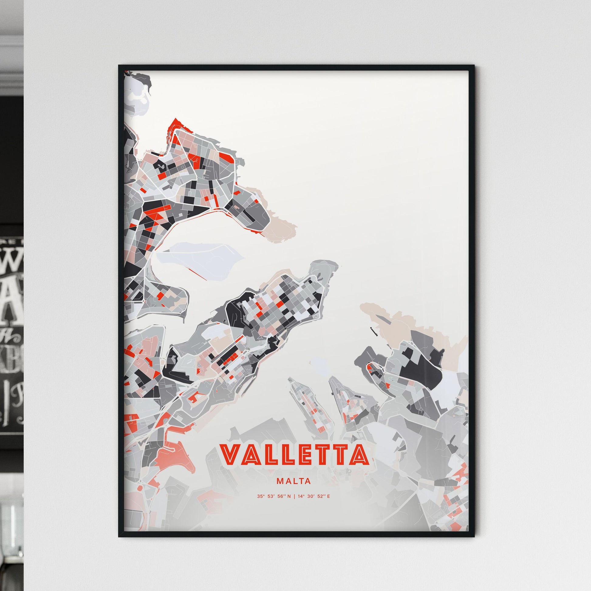 Colorful VALLETTA MALTA Fine Art Map Modern