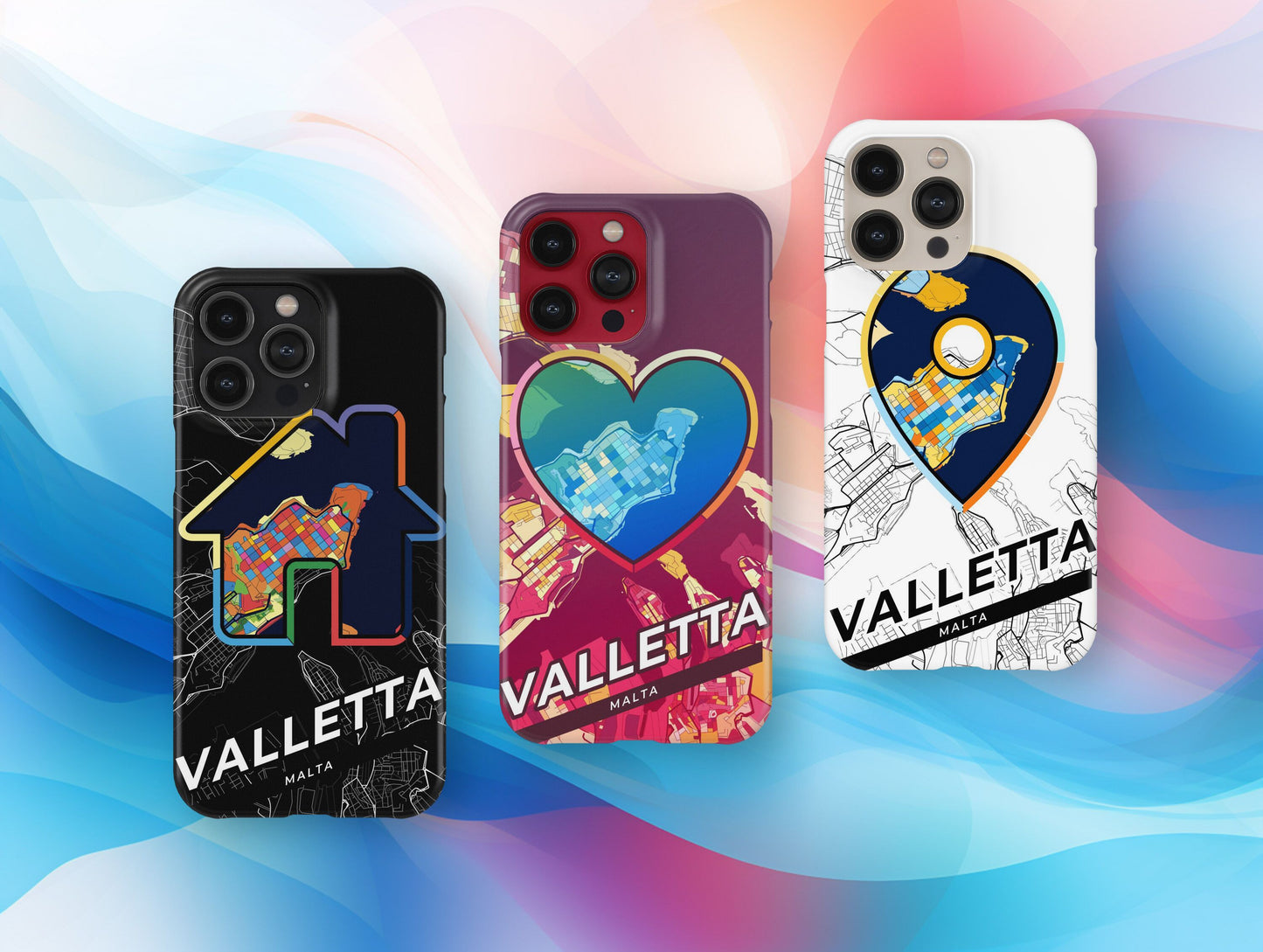 Valletta Malta slim phone case with colorful icon