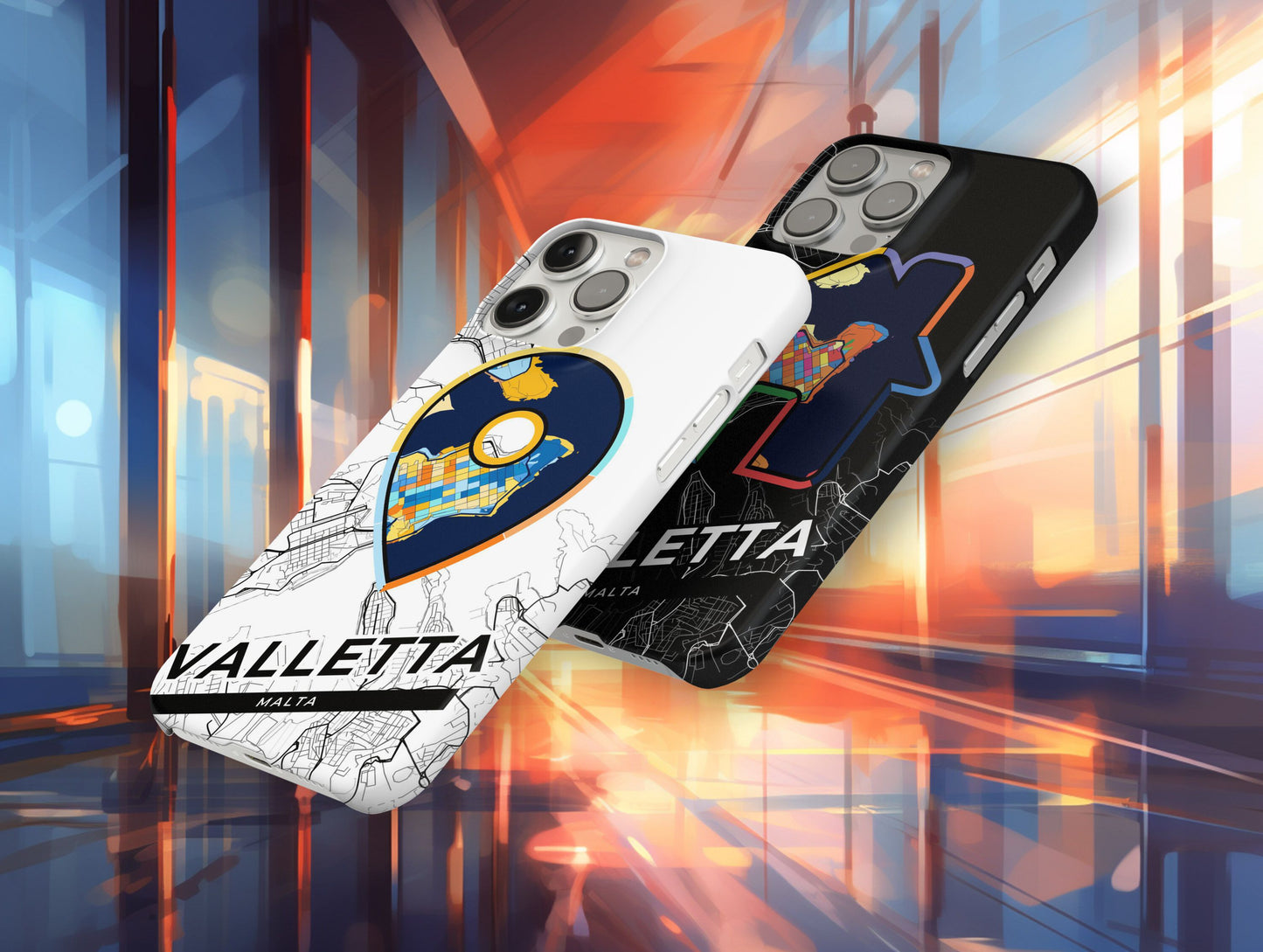 Valletta Malta slim phone case with colorful icon